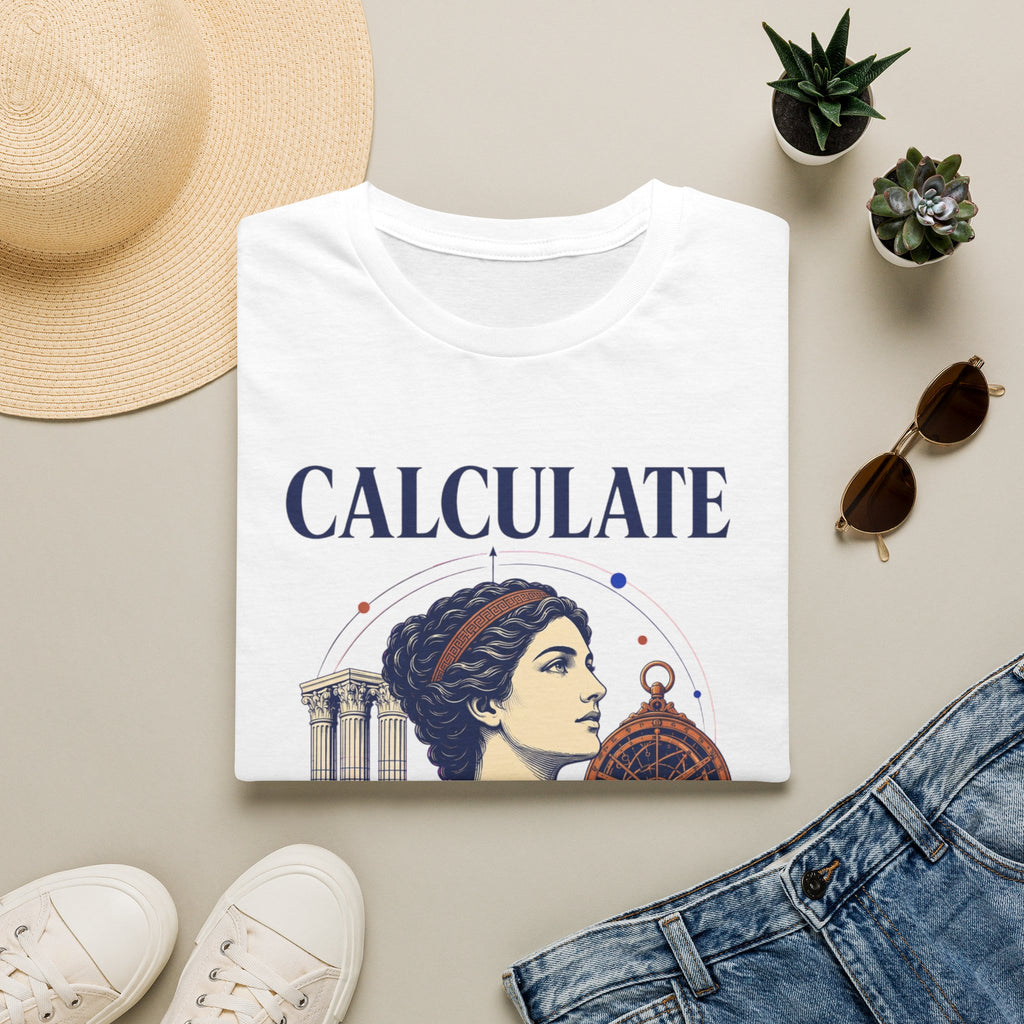 Calculate T-Shirt — Vintage Athena Compass Graphic Tee ("Calculate" & "Beyond the Crowd")