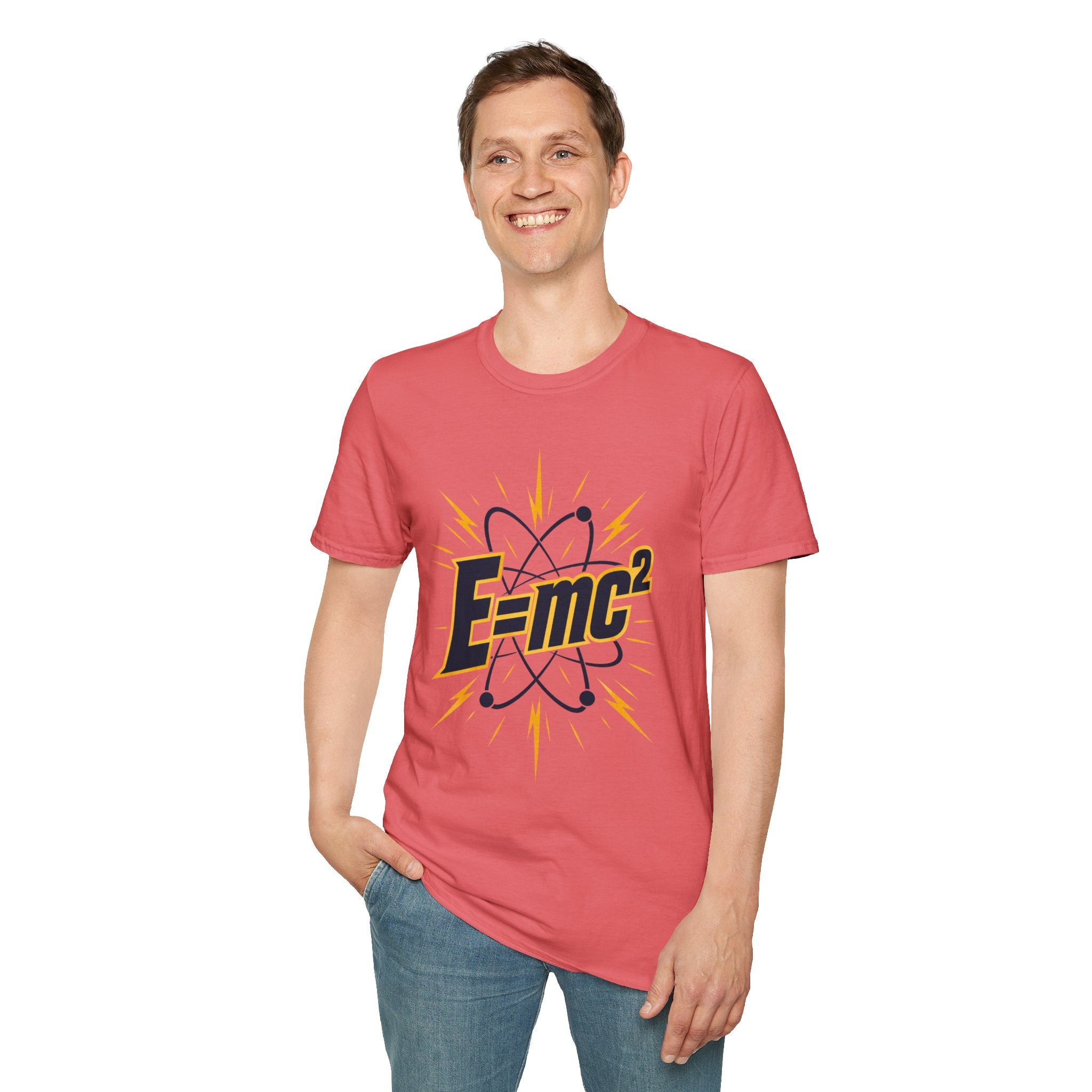 E=mc Atom Graphic T-Shirt — Retro Science Tee for Physics Lovers