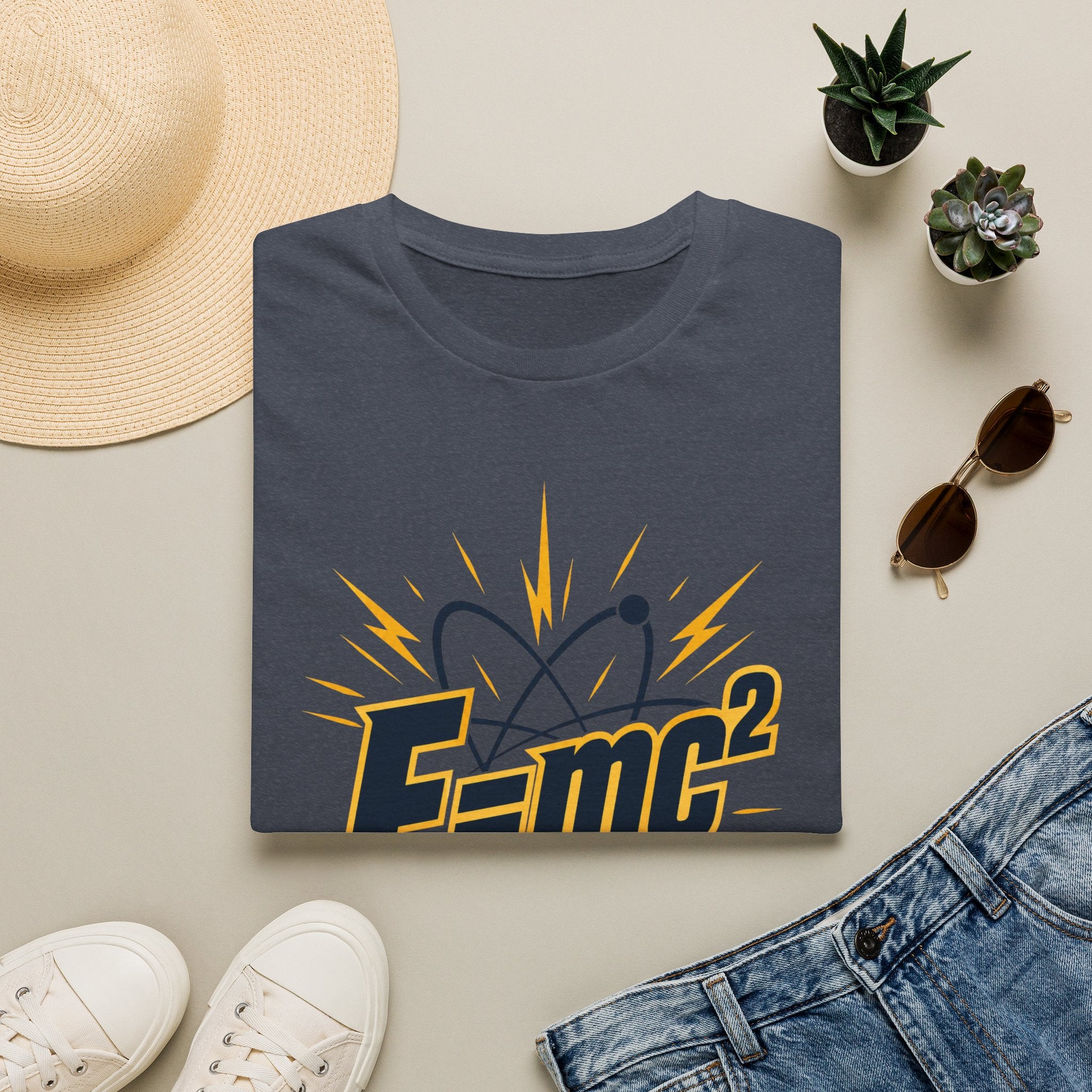E=mc Atom Graphic T-Shirt — Retro Science Tee for Physics Lovers