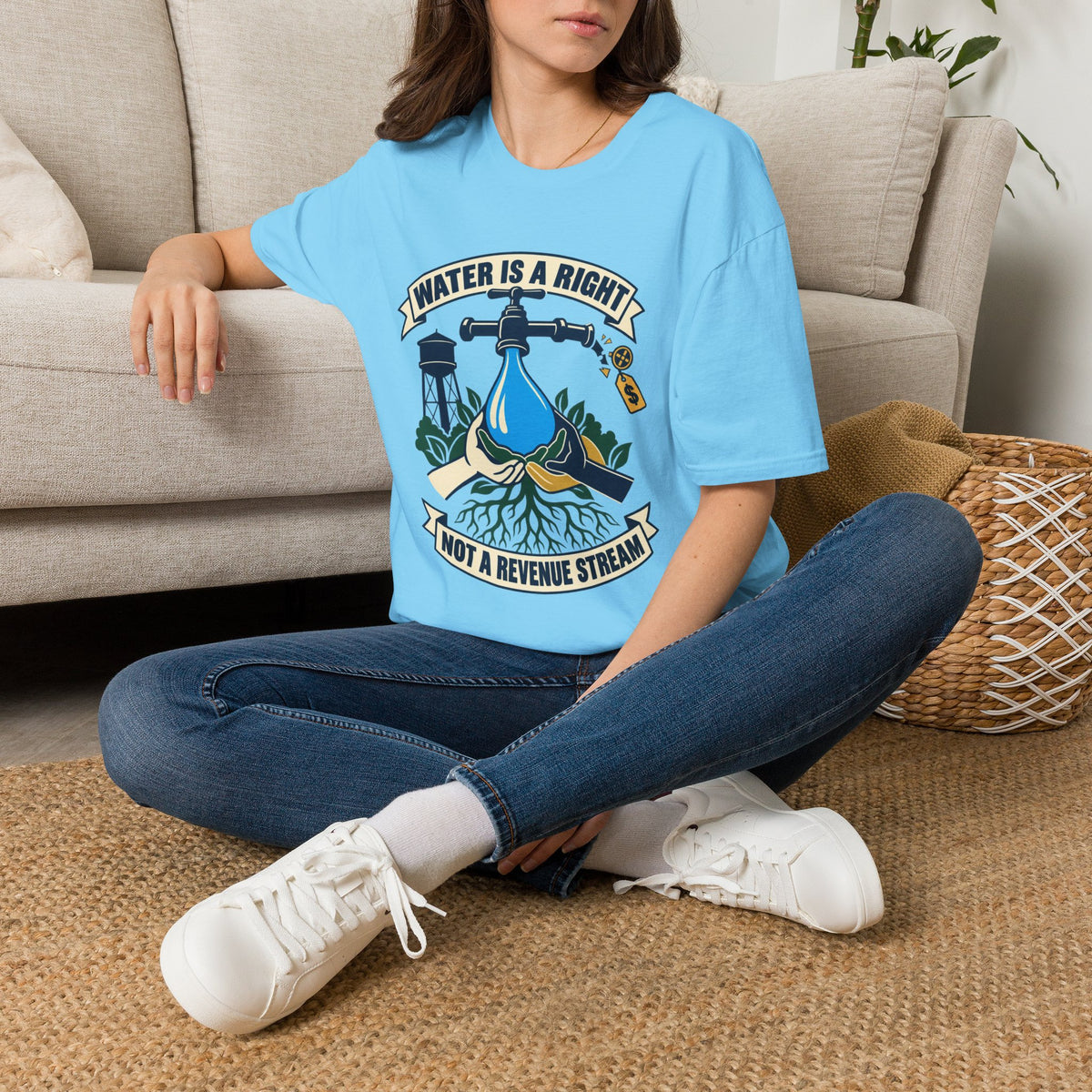 Water Is a Right T-Shirt — "Water Is a Right, Not a Revenue Stream" Environmental Tee