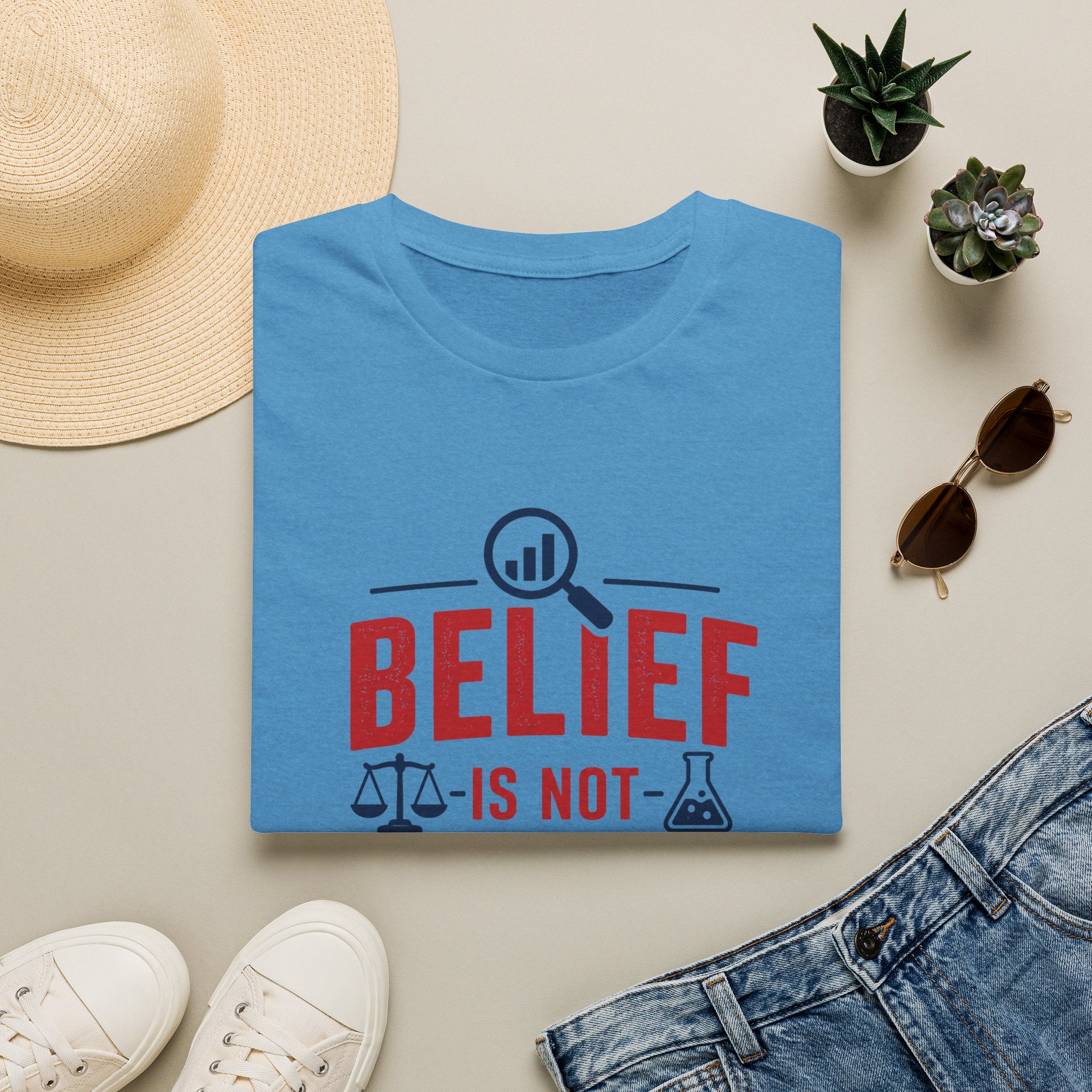 Belief Is Not Evidence T-Shirt — Skeptic Science Justice Graphic Tee