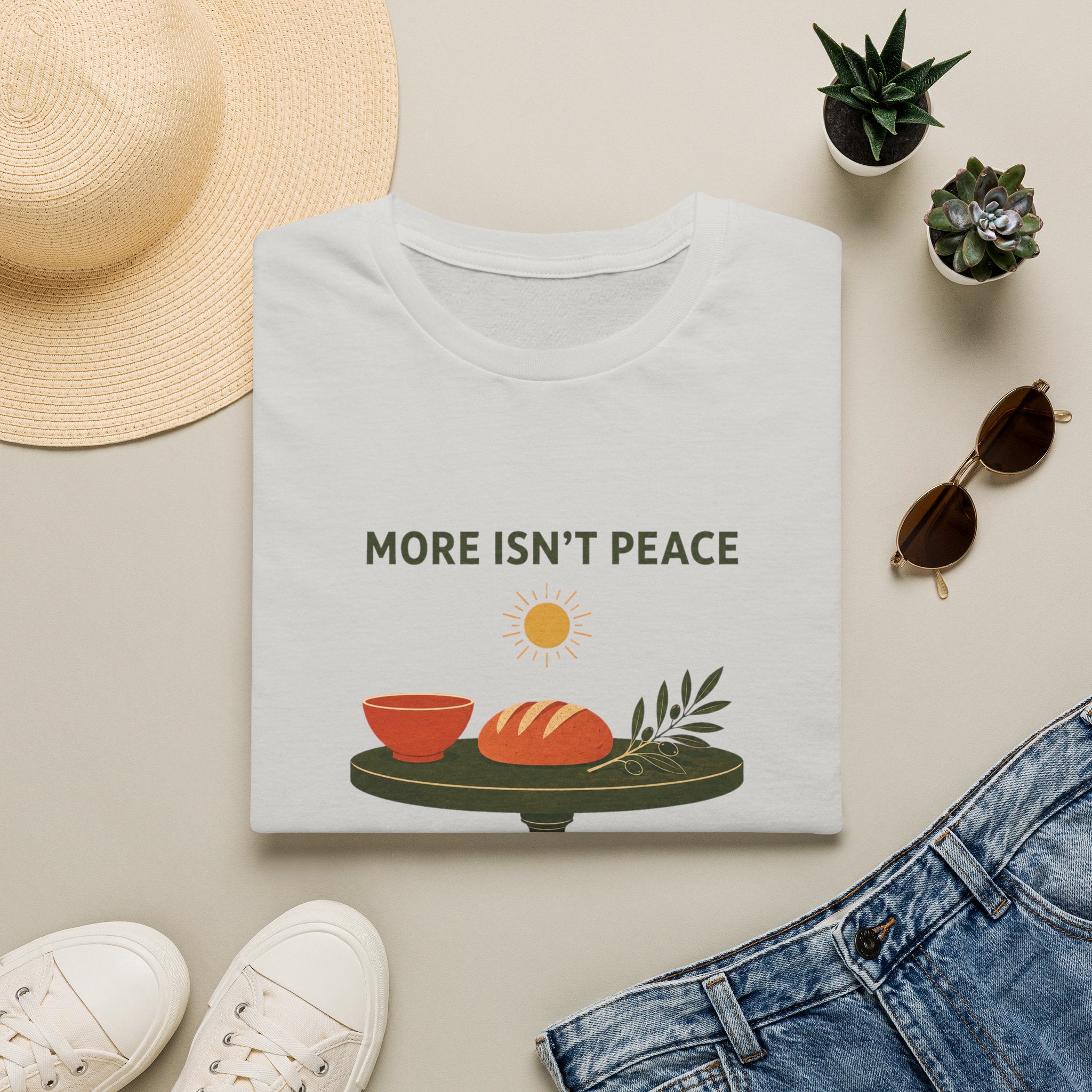 “More Isn't Peace, Enough Is” Minimalist Kitchen Illustration