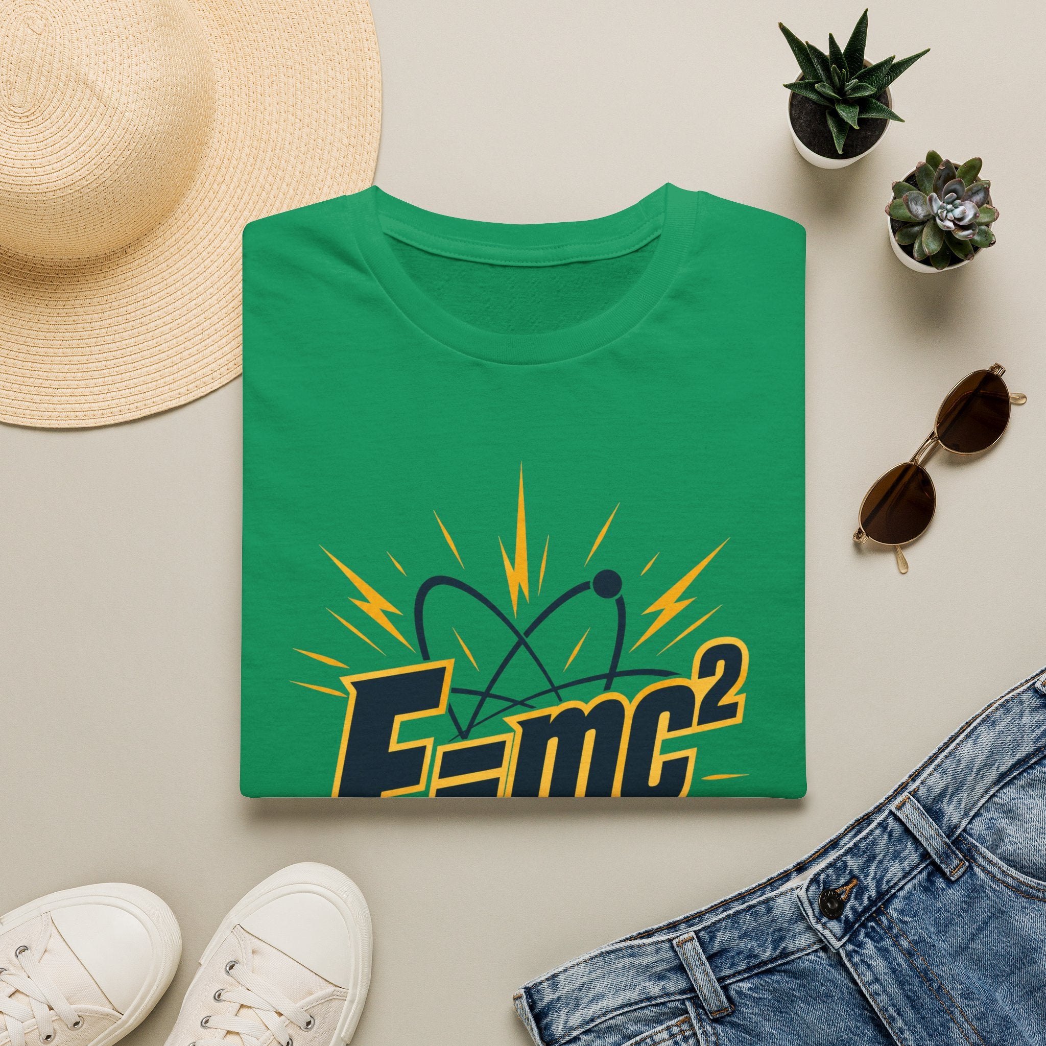 E=mc Atom Graphic T-Shirt — Retro Science Tee for Physics Lovers