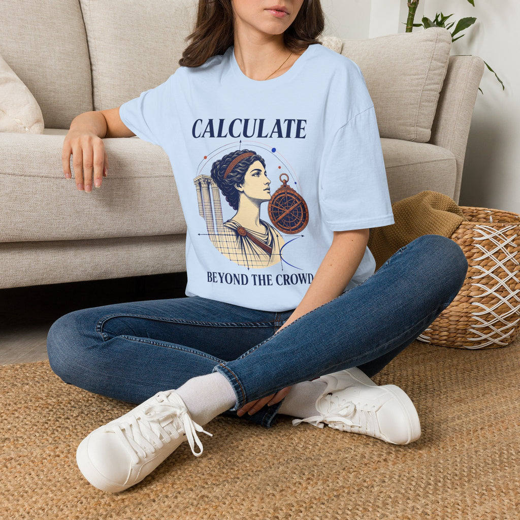 Calculate T-Shirt — Vintage Athena Compass Graphic Tee ("Calculate" & "Beyond the Crowd")
