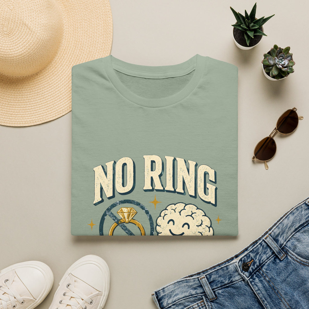 "No Ring No Problem" Funny Single Life Graphic Tee