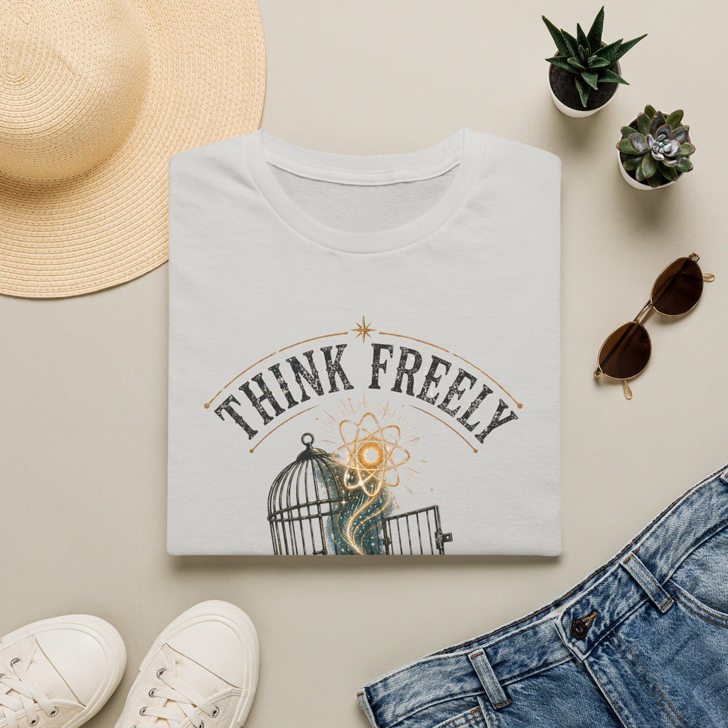 Think Freely T-Shirt — 'Test Everything' Inspirational Cage & Book Graphic Tee