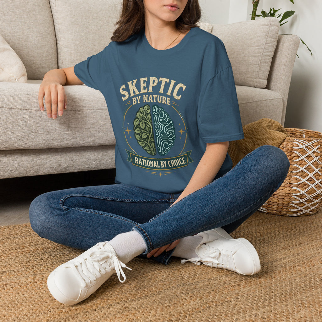 Skeptic by Nature T-Shirt — Brain Split Design ("Rational by Choice")