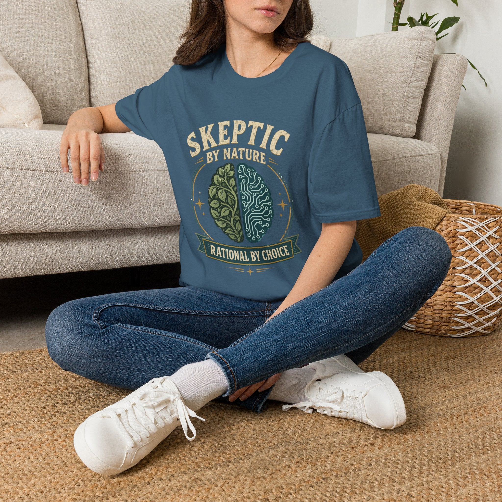 Skeptic by Nature T-Shirt — Brain Split Design ("Rational by Choice")