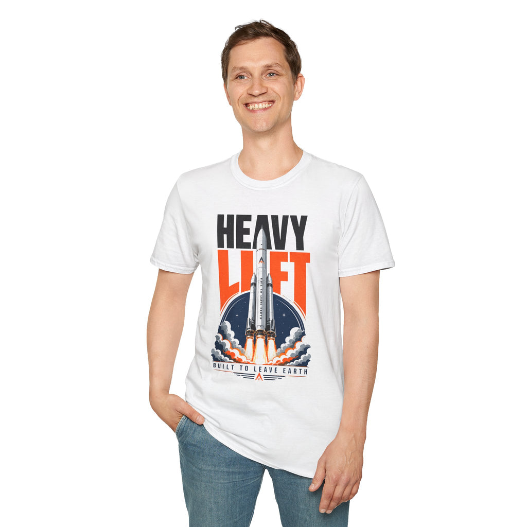 Heavy Lift Rocket T-Shirt — Retro Space Launch Graphic Tee