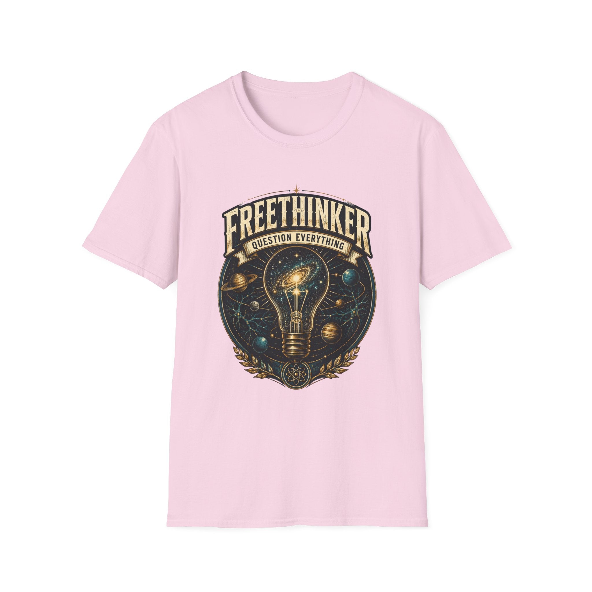 Freethinker Graphic T-Shirt — "Question Everything" Lightbulb Design