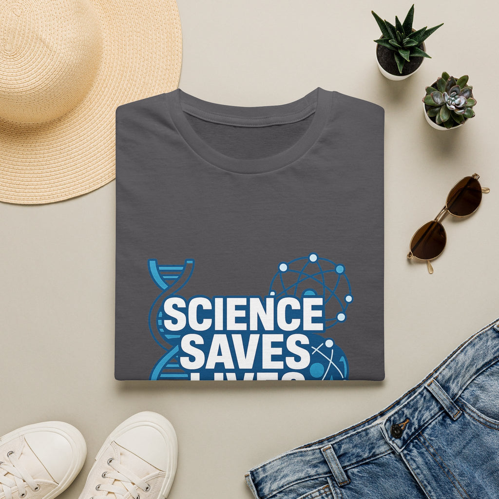 Science Saves Lives T-Shirt — STEM DNA & Heartbeat Graphic Tee