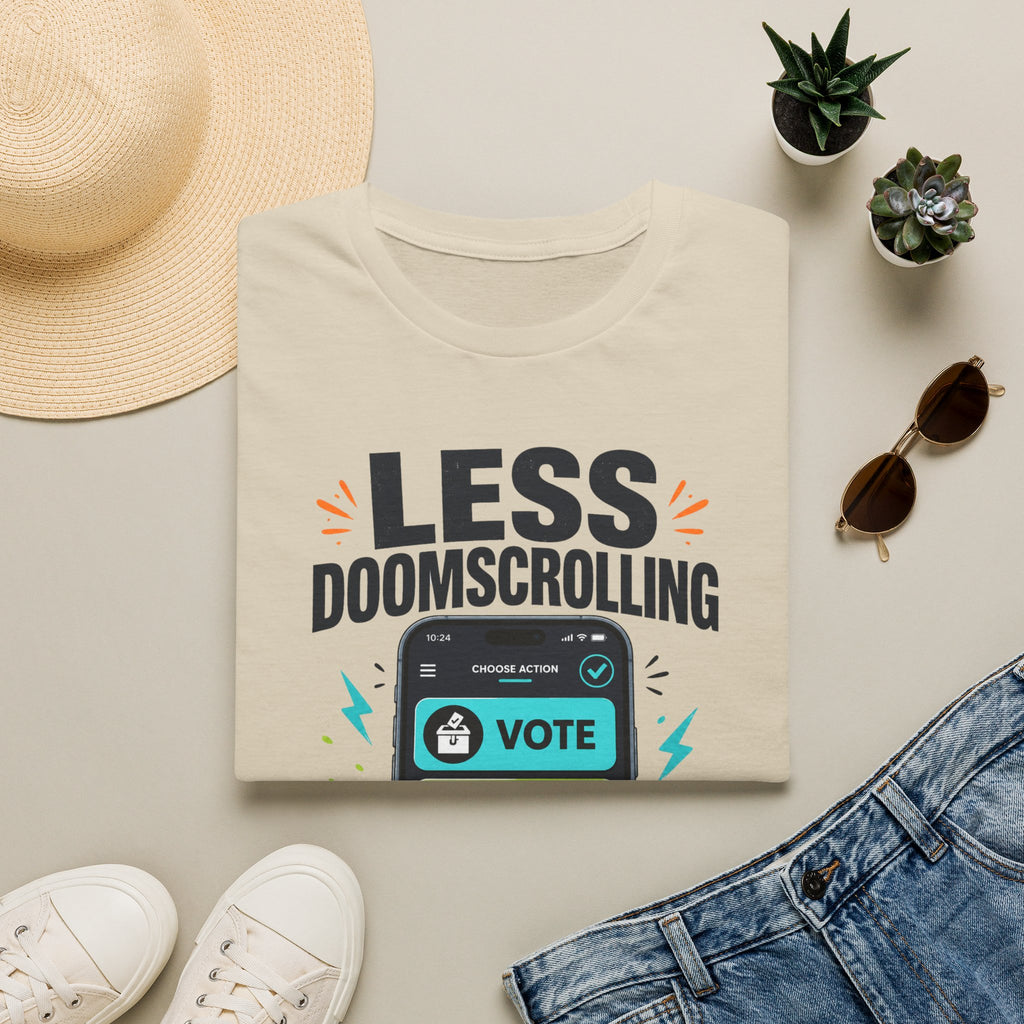 "Less Doomscrolling, More Doing" Motivational Graphic Tee