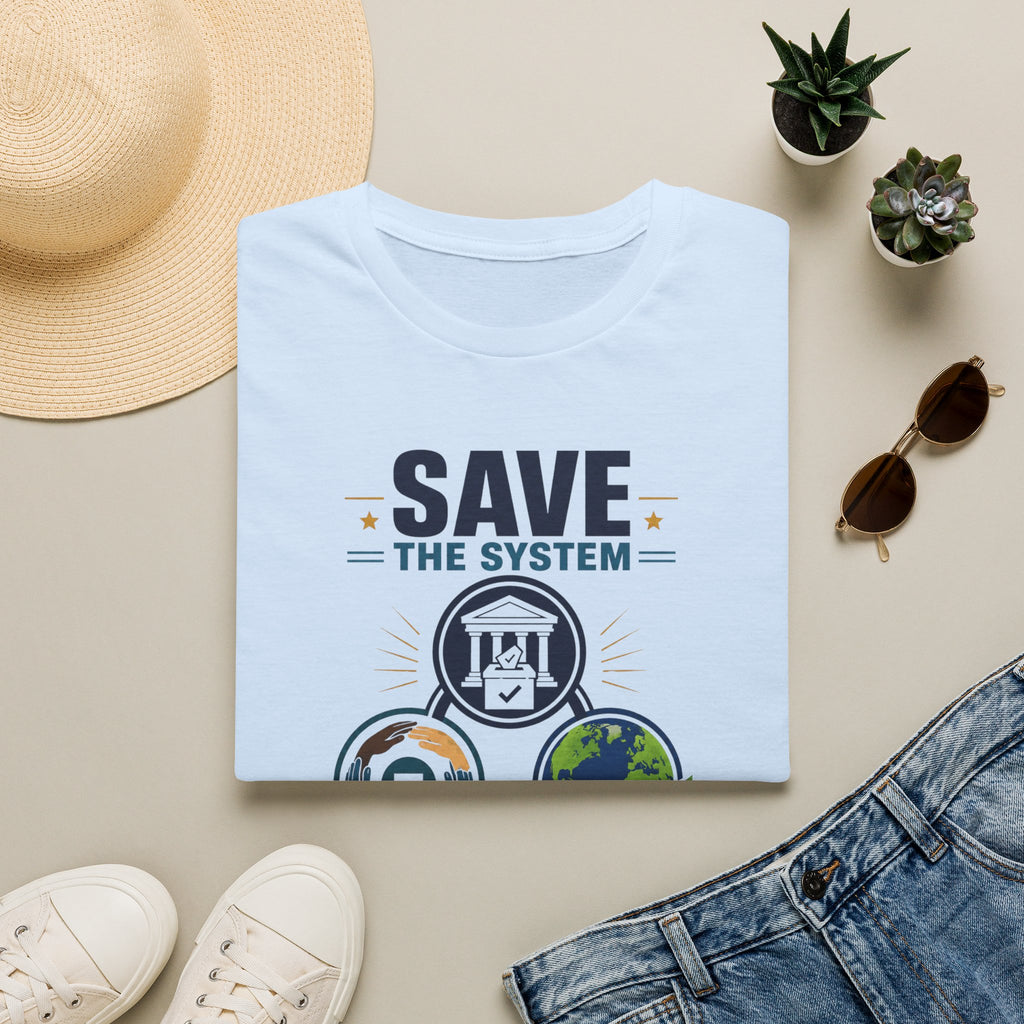 Save the System Graphic T-Shirt — Save Each Other, Save the Planet Eco Awareness Tee