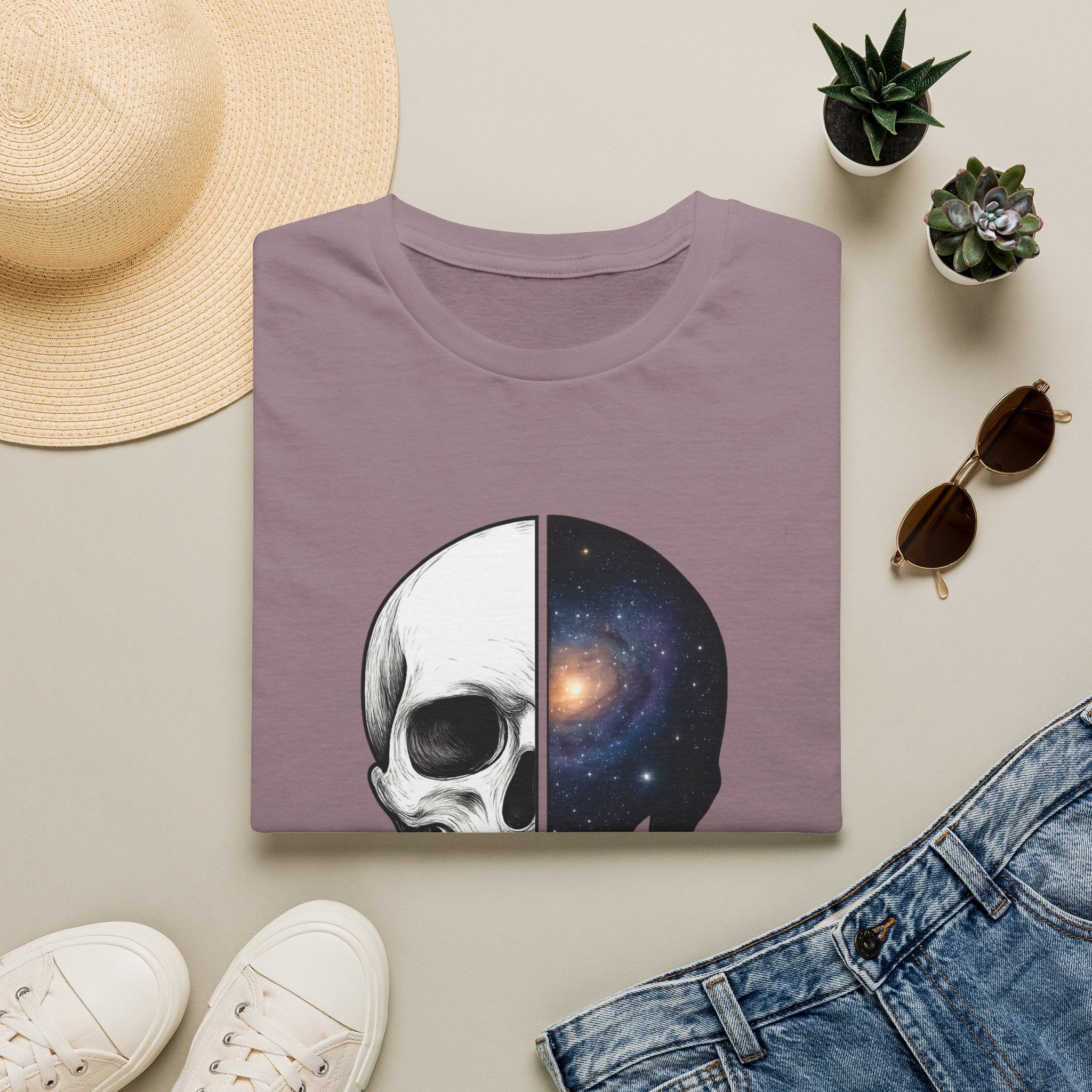 Skull & Galaxy T-Shirt — "Reason in a Silent Universe" Graphic Tee