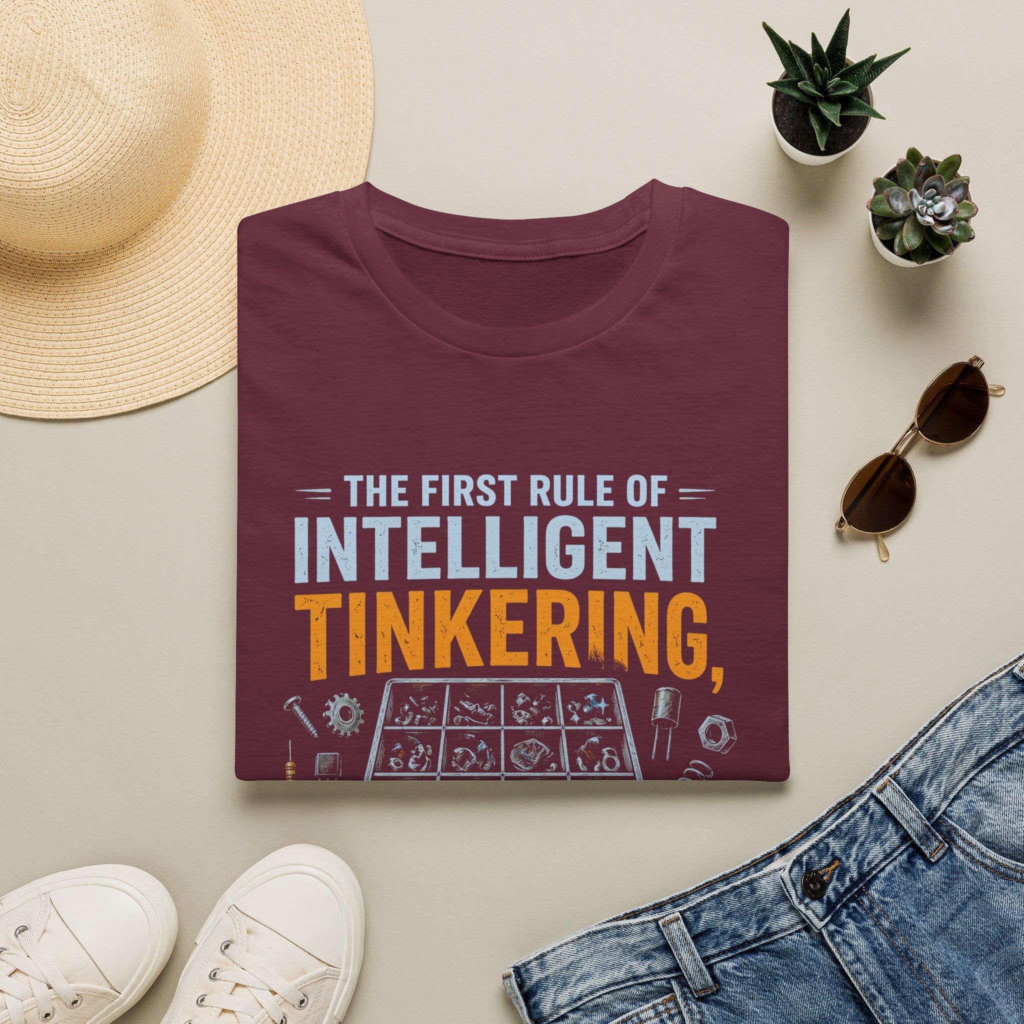 Intelligent Tinkering T-Shirt — “The First Rule of Intelligent Tinkering, Save All the Parts”
