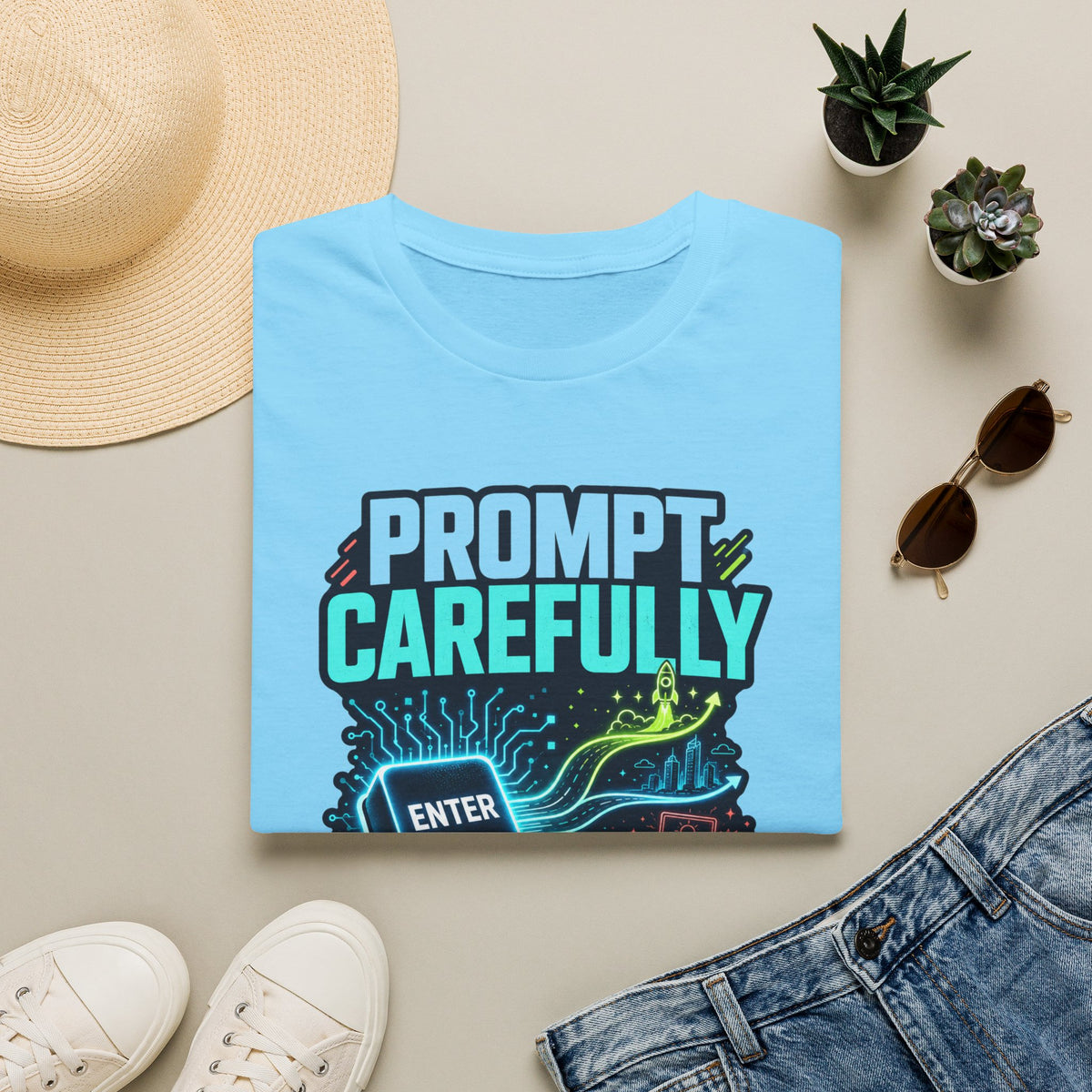 Prompt Carefully T-Shirt — "Prompt Carefully" AI Humor Tee