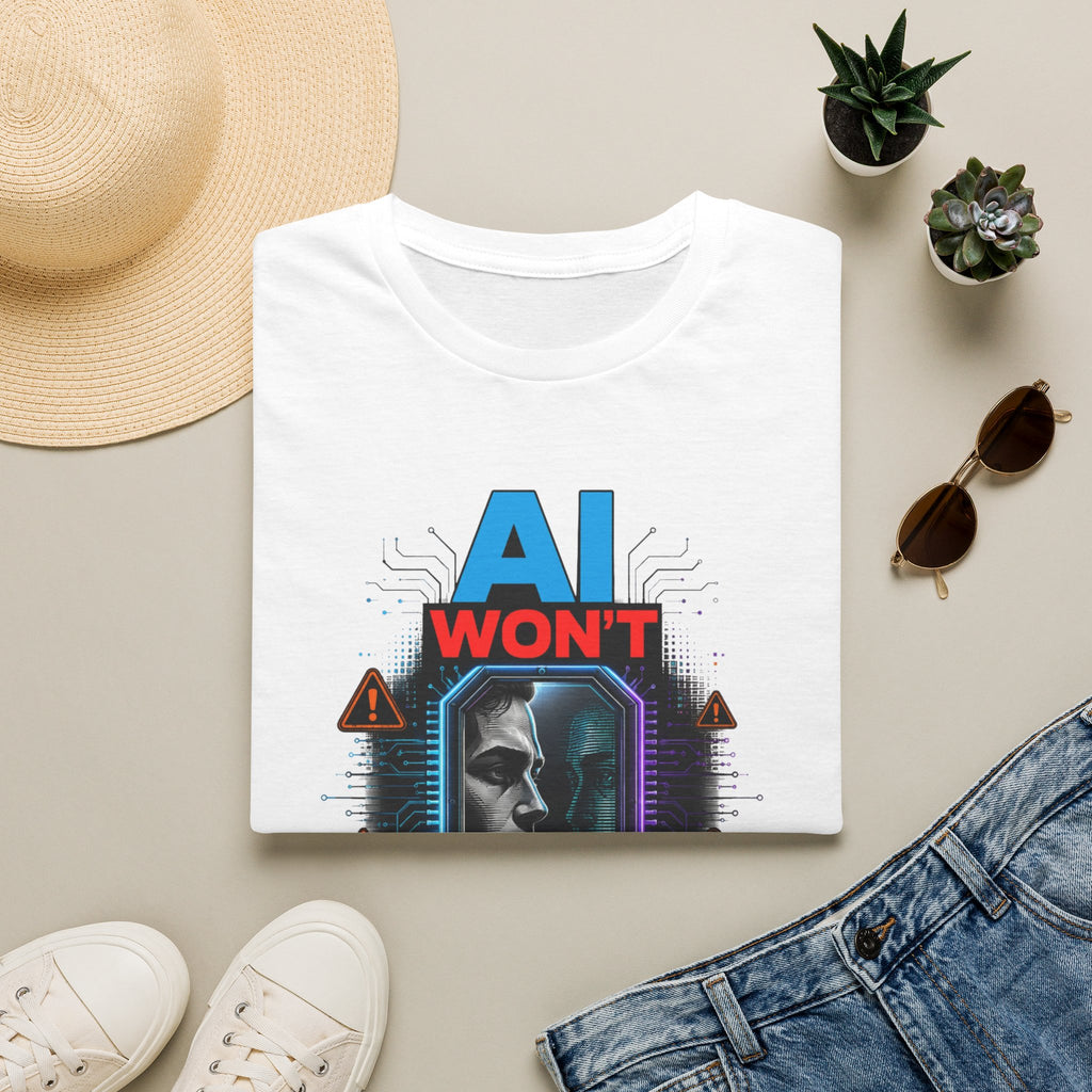 "AI Won't Save Us From Ourselves" Futuristic Tech Statement Tee