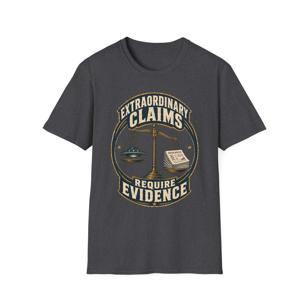 T-Shirt — "Extraordinary Claims Require Evidence" Vintage Science Skeptic Tee