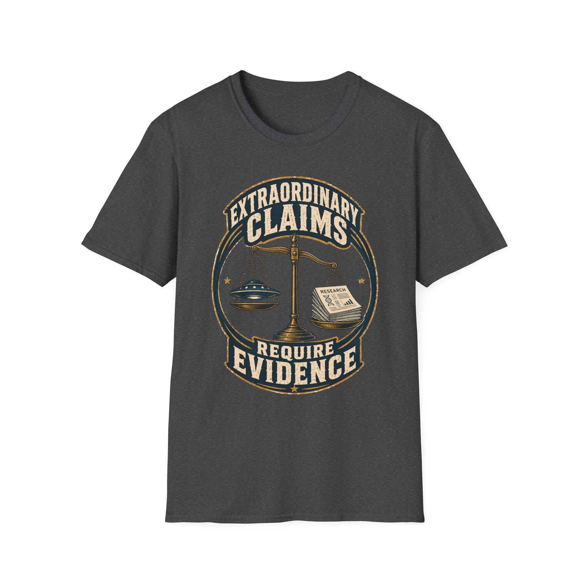 T-Shirt — “Extraordinary Claims Require Evidence” Skeptic Science Tee