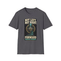 T-Shirt — "Not Left. Not Right. Forward Through Evidence" Compass Graphic