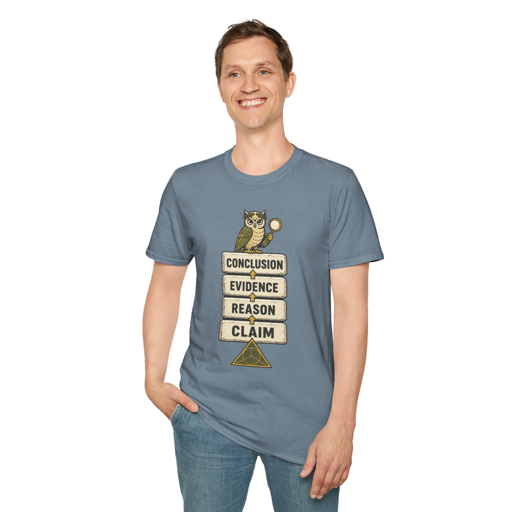Evidence to Conclusion Graphic T-Shirt — Owl with Magnifying Glass Design