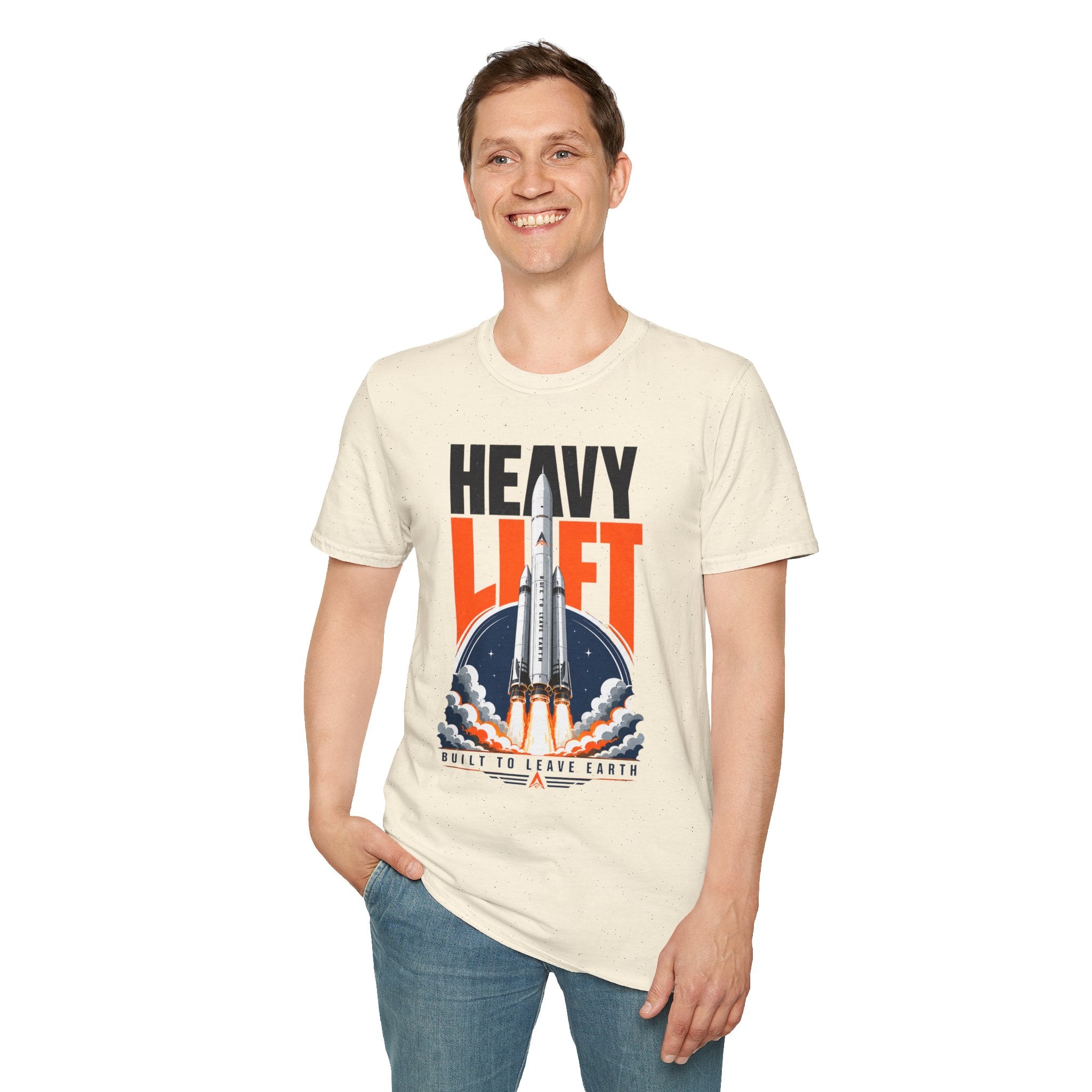 Heavy Lift Rocket T-Shirt — Retro Space Launch Graphic Tee