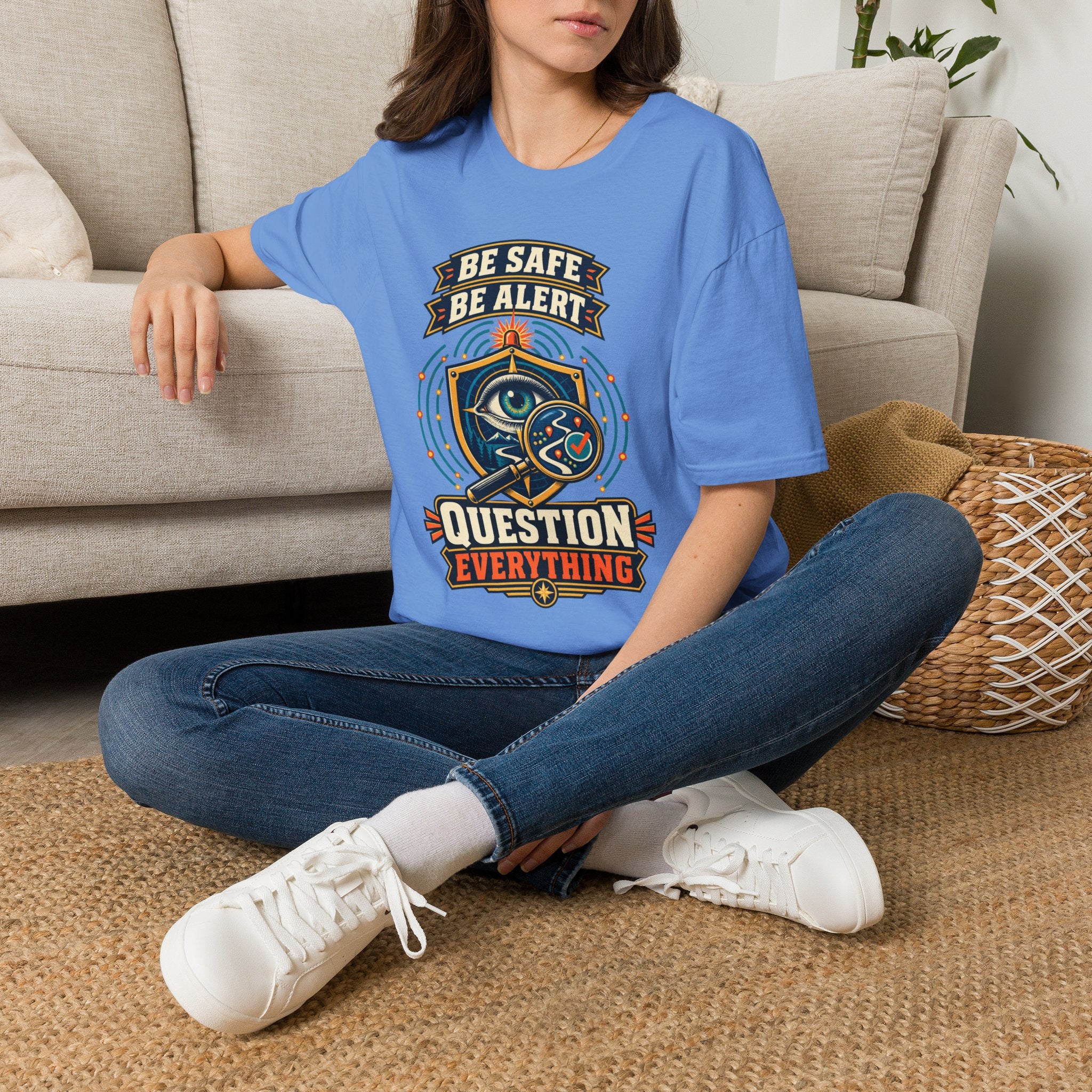 Be Safe Be Alert "Question Everything" T-Shirt — Conspiracy Eye Graphic Tee