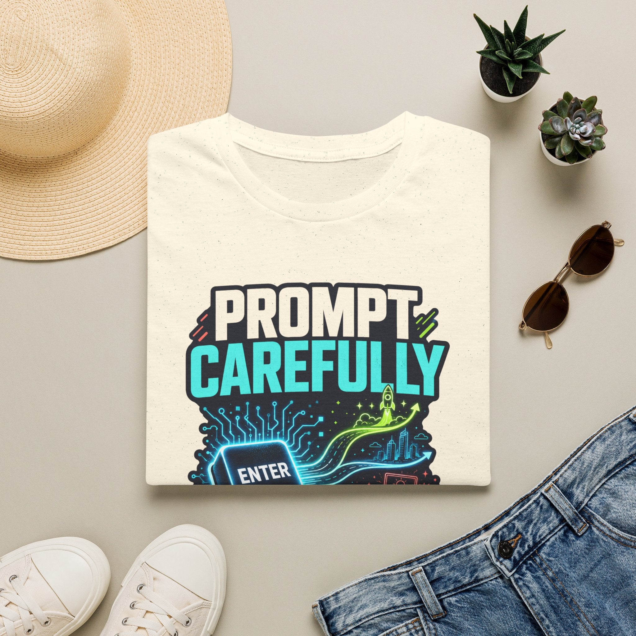 Prompt Carefully T-Shirt — "Prompt Carefully" AI Humor Tee