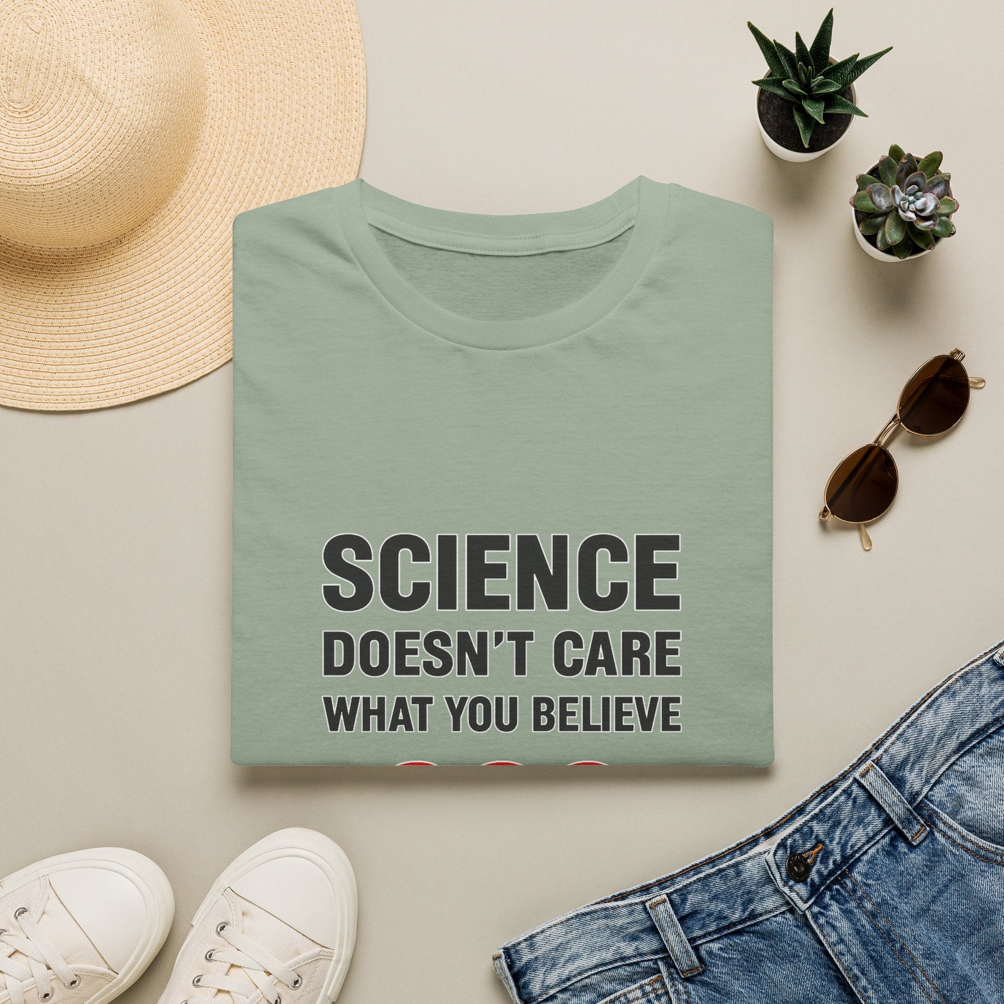 Science Doesn't Care What You Believe T-Shirt — Funny DNA Graphic Tee for Scientists & Skeptics