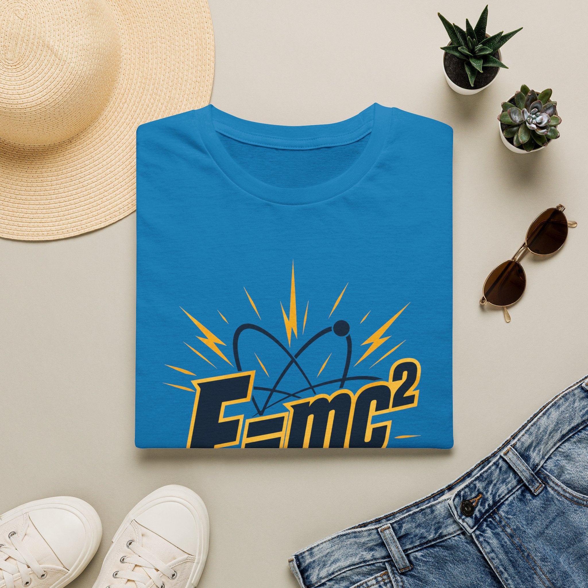 E=mc Atom Graphic T-Shirt — Retro Science Tee for Physics Lovers