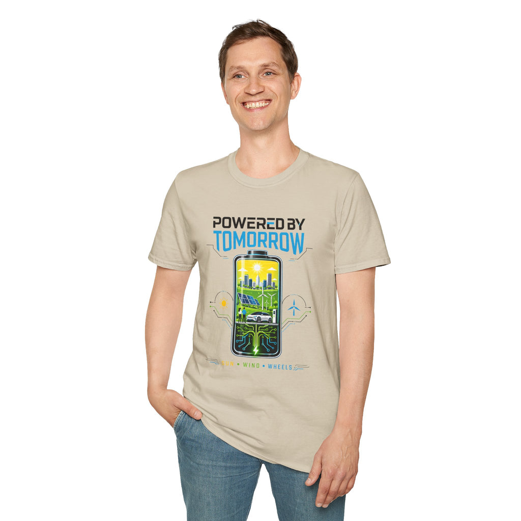 Powered By Tomorrow T‑Shirt — Eco Future Renewable Energy Graphic Tee