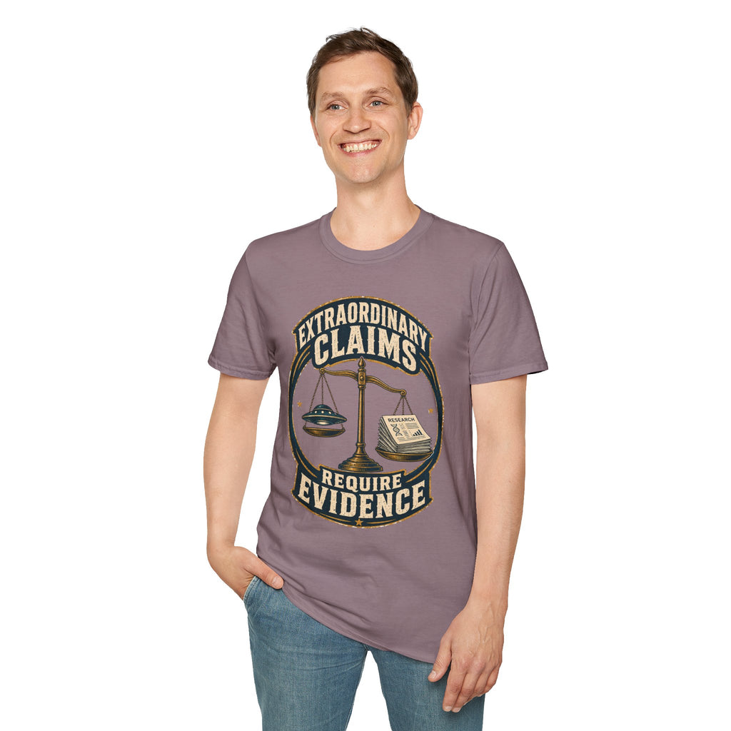 T-Shirt — "Extraordinary Claims Require Evidence" Vintage Science Skeptic Tee
