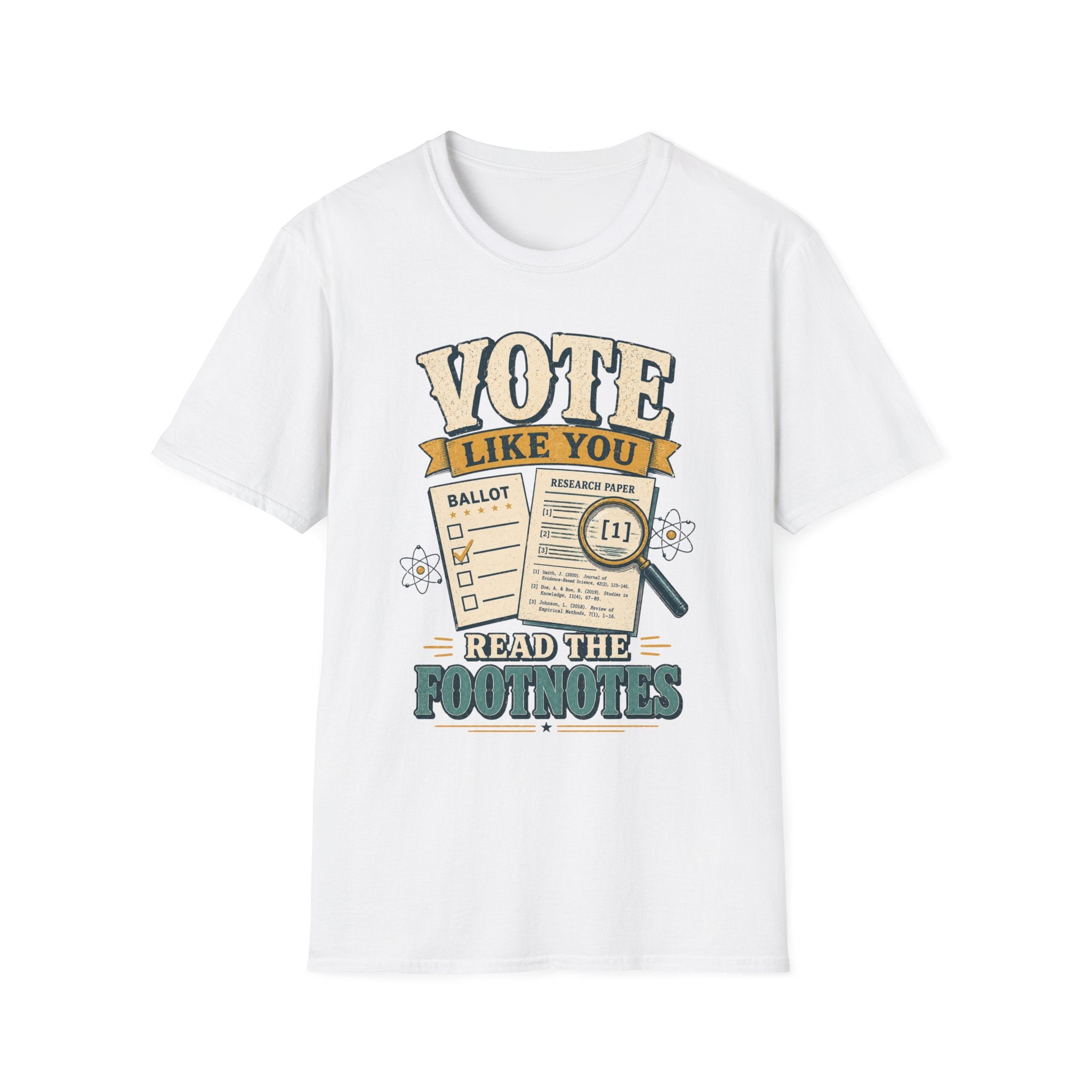 "Vote Like You Read the Footnotes" Vintage Voter Education Tee