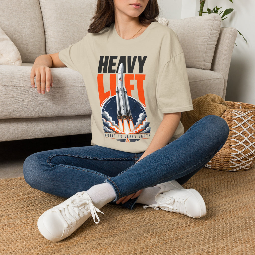 Heavy Lift Rocket T-Shirt — Retro Space Launch Graphic Tee