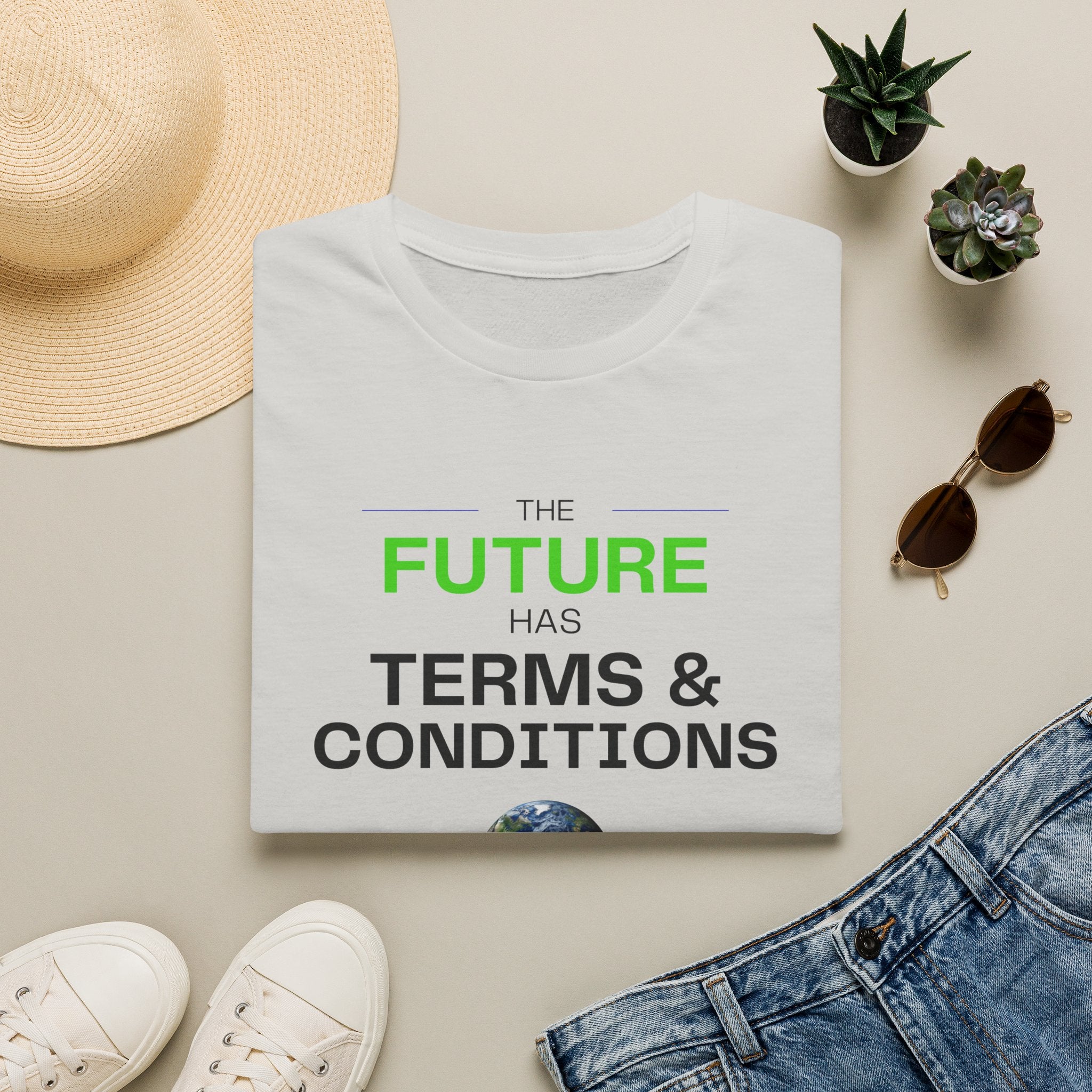 The Future Has Terms & Conditions T‑Shirt — Equality, Sustainability, Democracy Tee