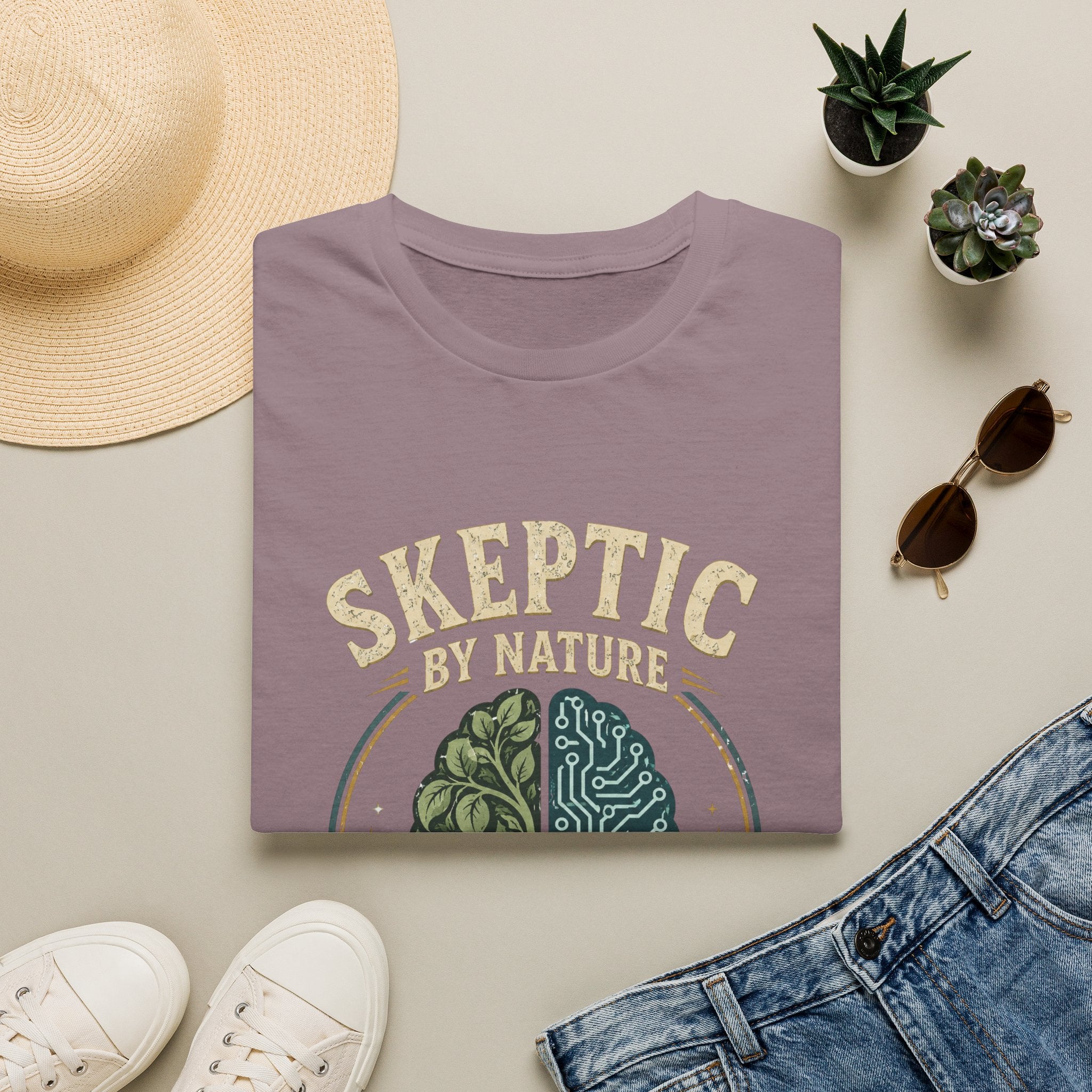 Skeptic by Nature T-Shirt — Brain Split Design ("Rational by Choice")