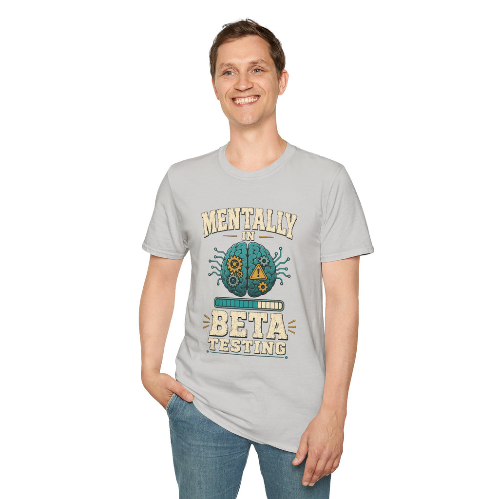 "Mentally In Beta Testing" Retro Brain Graphic Tee