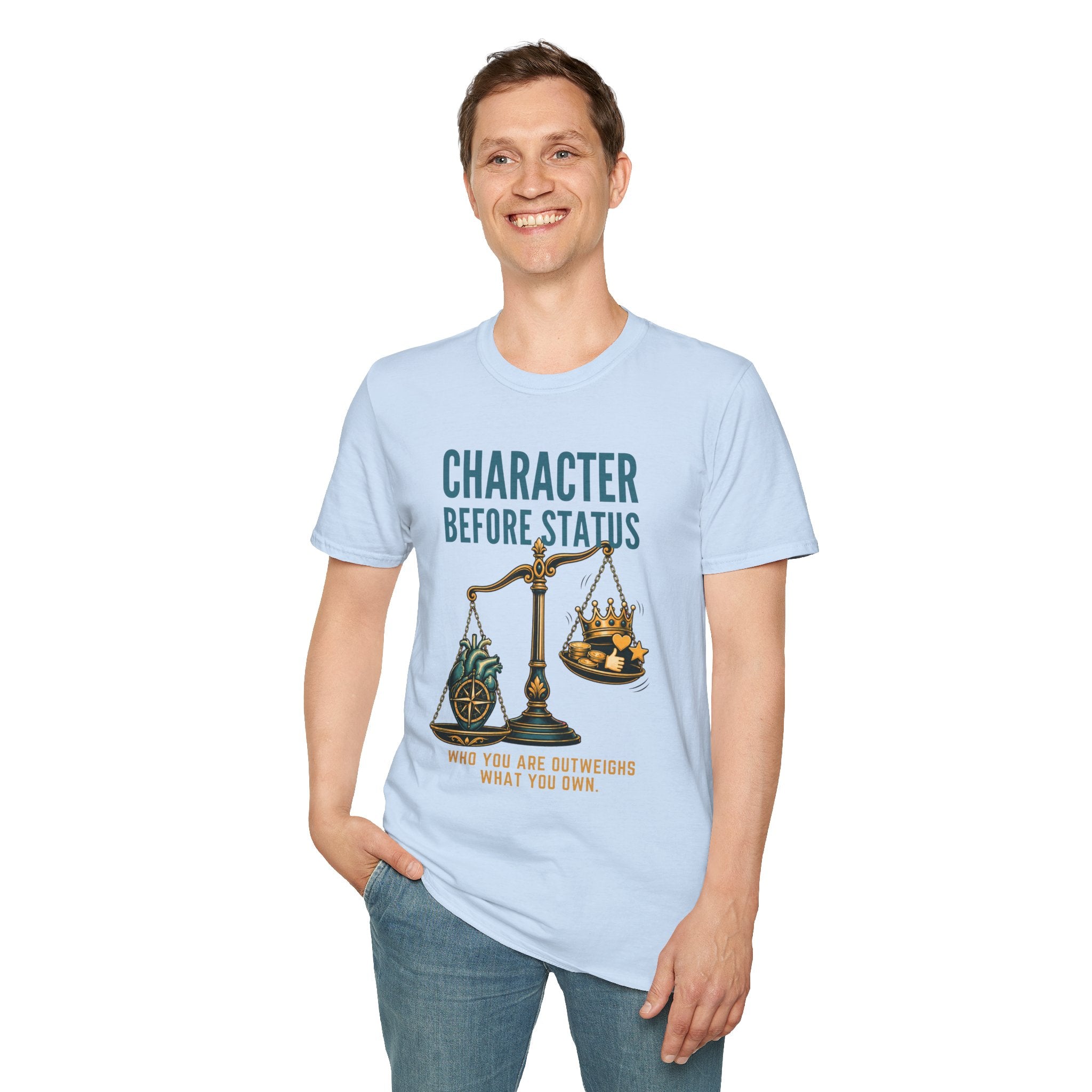 Character Before Status T-Shirt — Scales & Crown Inspirational Graphic Tee