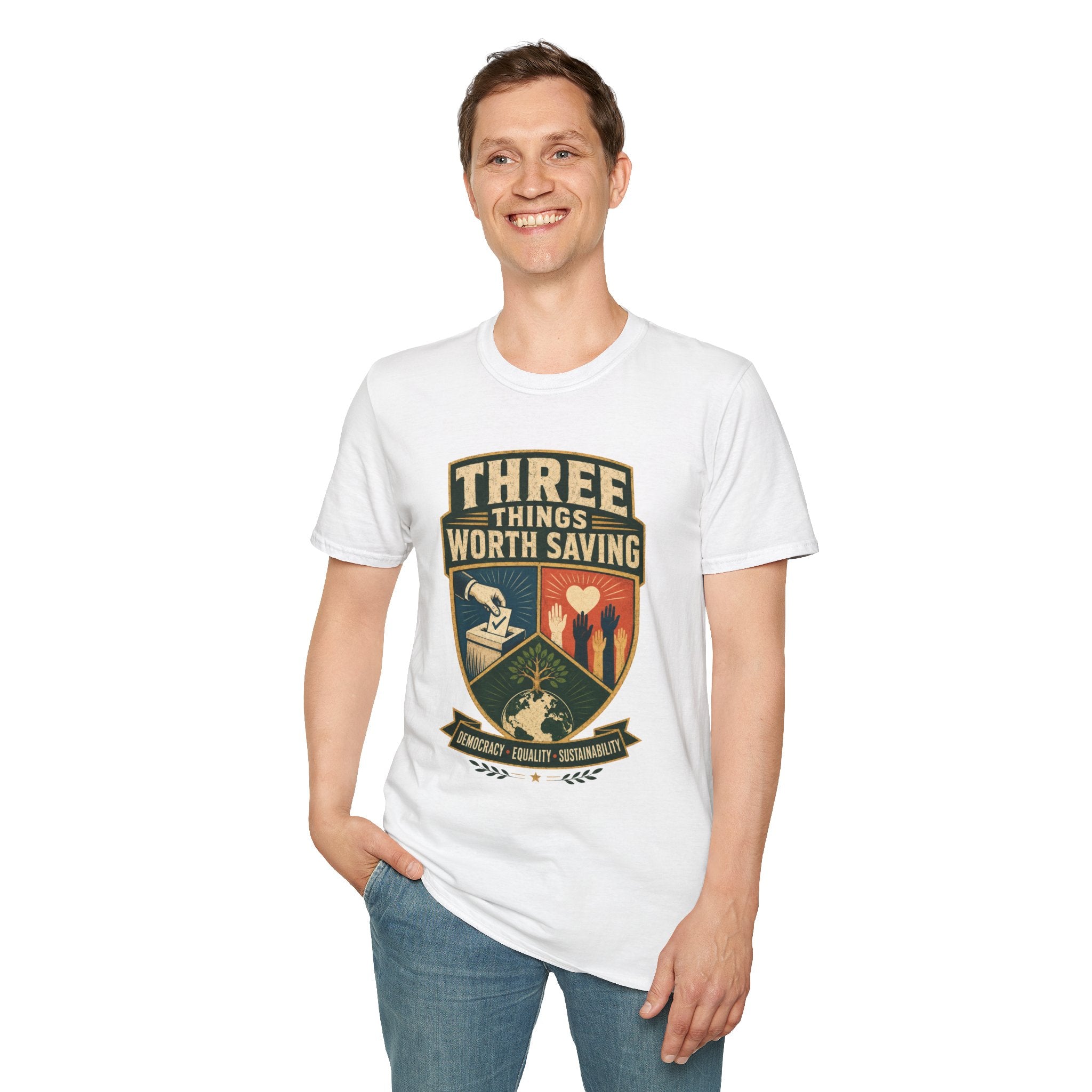 Three Things Worth Saving T‑Shirt — Vintage Rescue, Family & Values Graphic Tee
