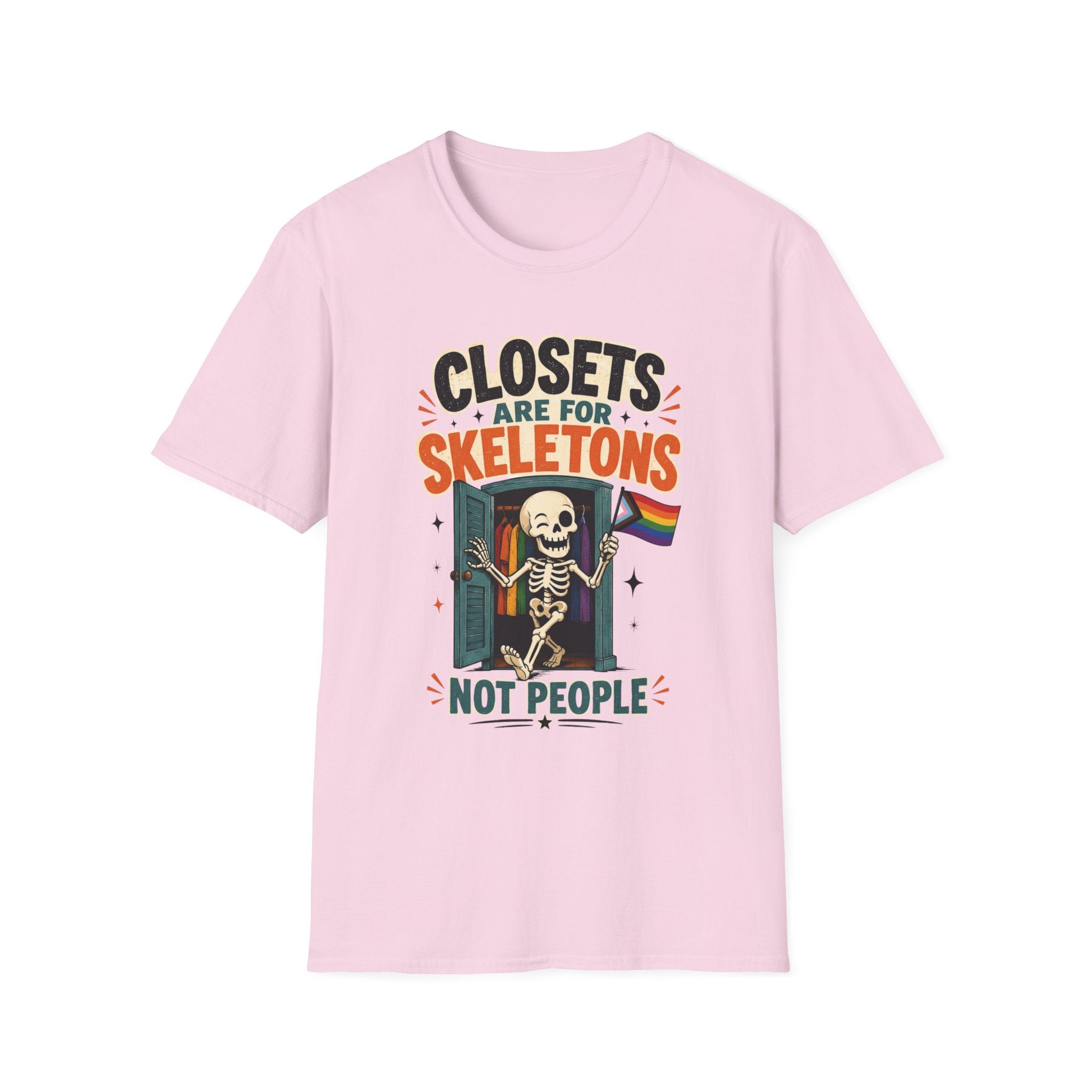"Closets Are for Skeletons, Not People" Pride Graphic Tee