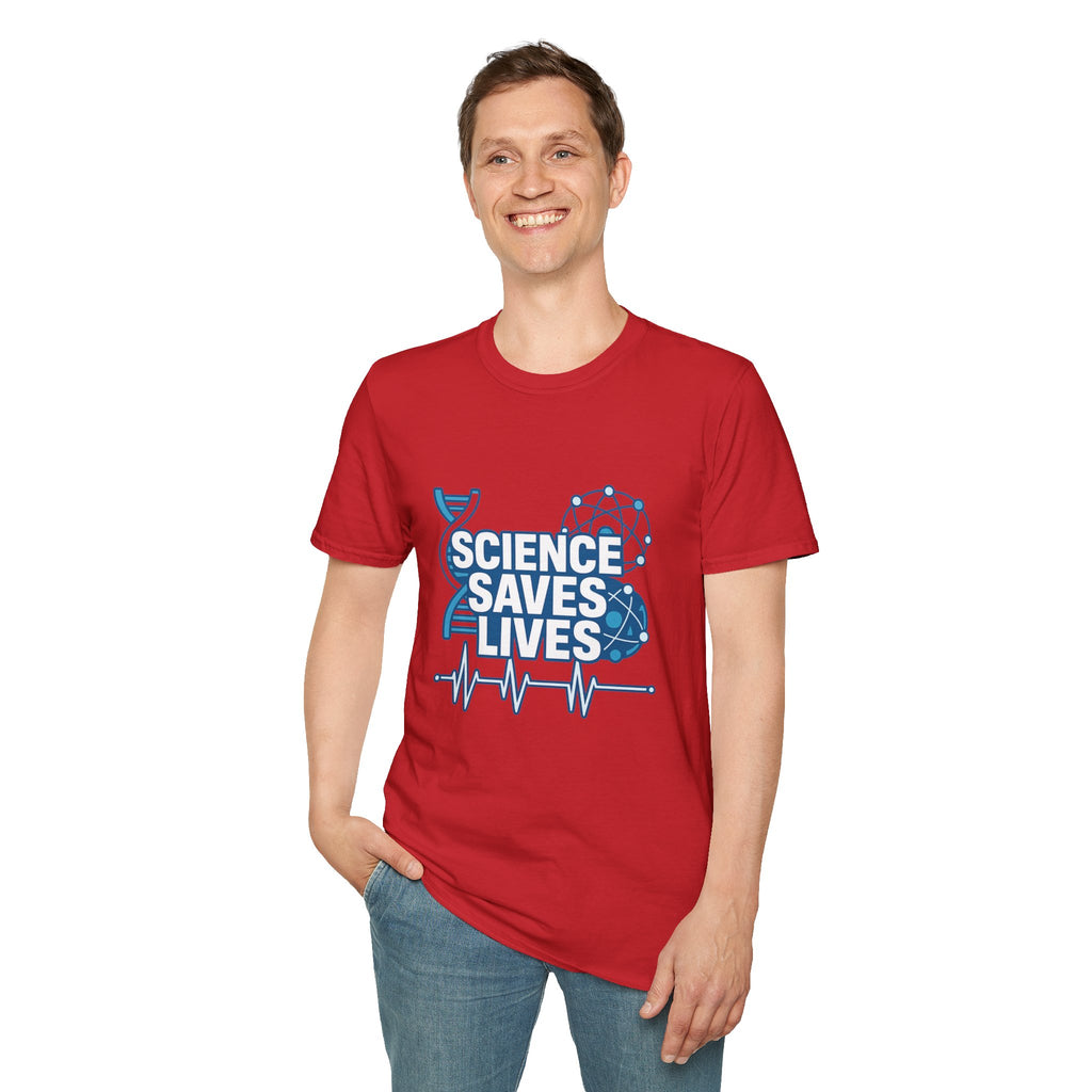 Science Saves Lives T-Shirt — STEM DNA & Heartbeat Graphic Tee
