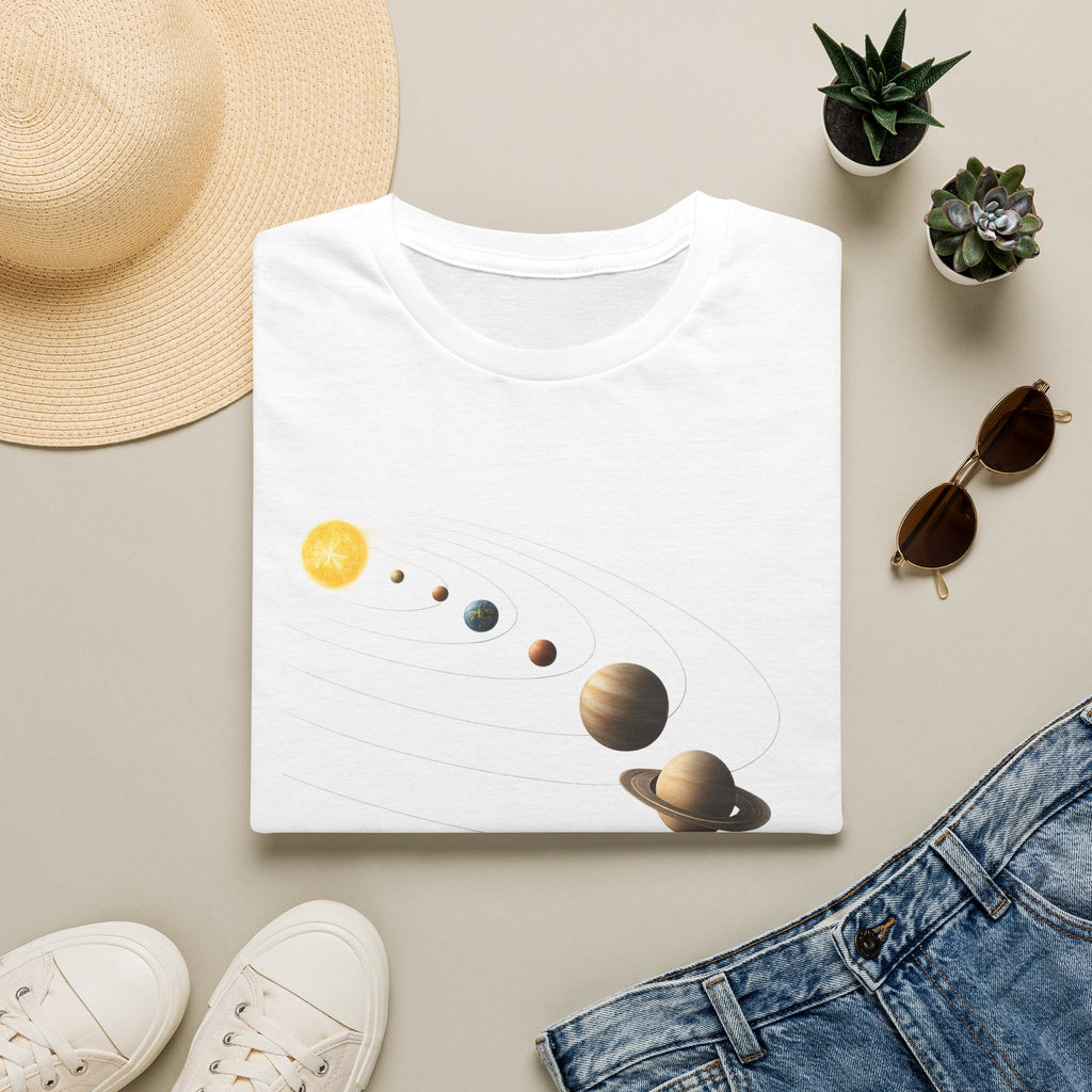 Solar System Graphic T-Shirt — Minimal Planet Lineup Tee