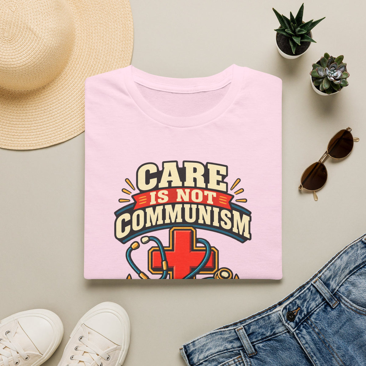 "Care Is Not Communism" Nurse/Healthcare Pride Tee