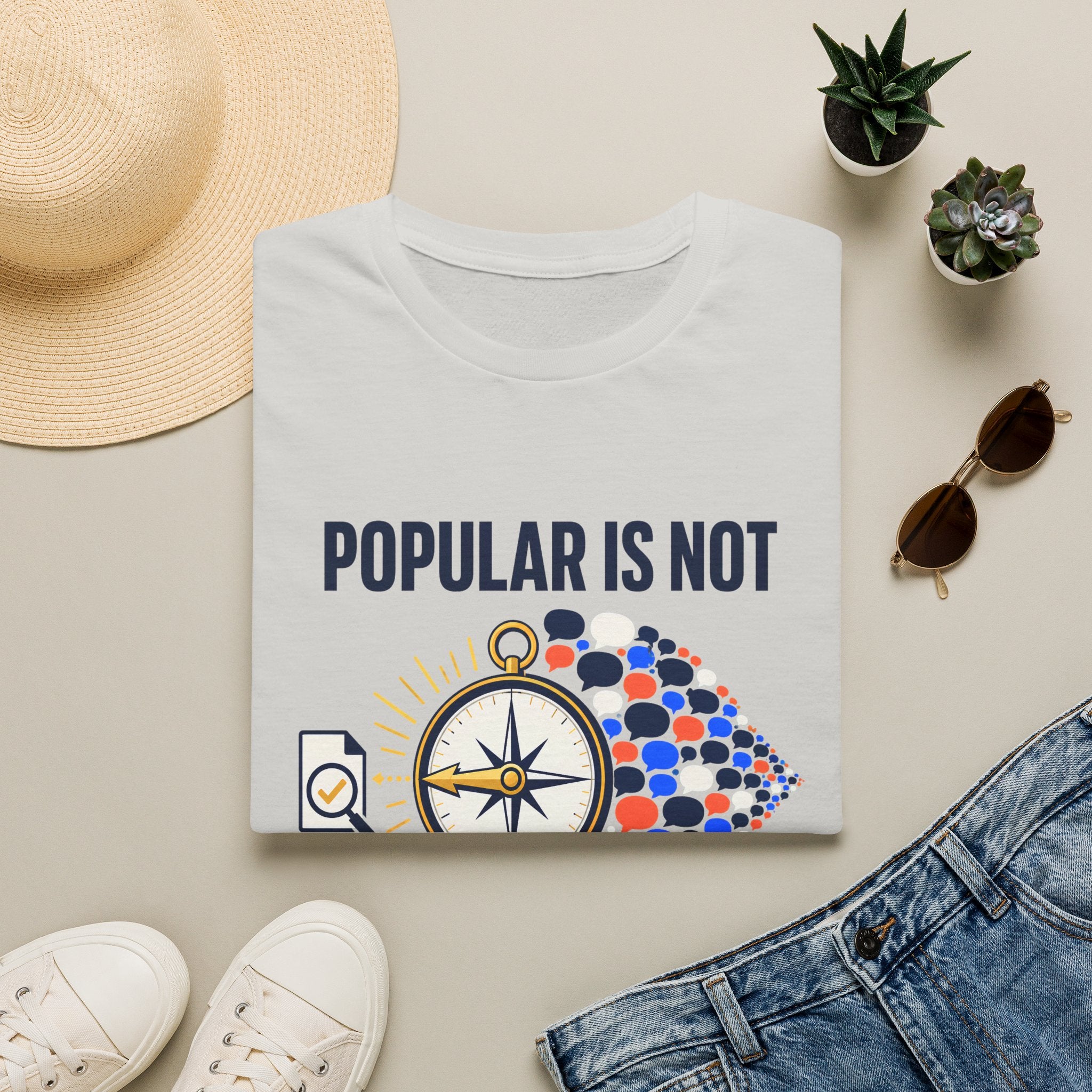 "Popular Is Not The Same As True" Compass Graphic Tee