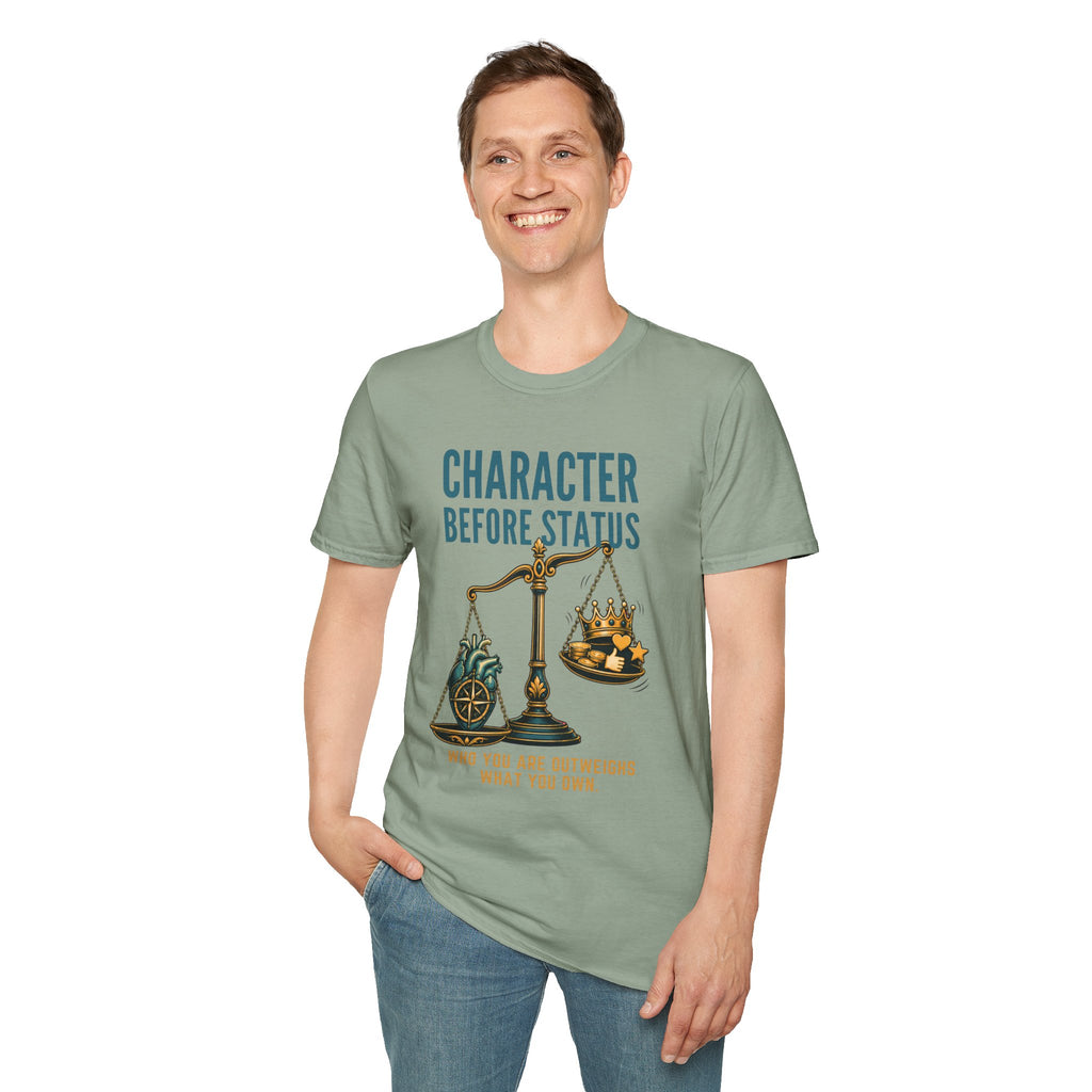 Character Before Status T-Shirt — Scales & Crown Inspirational Graphic Tee