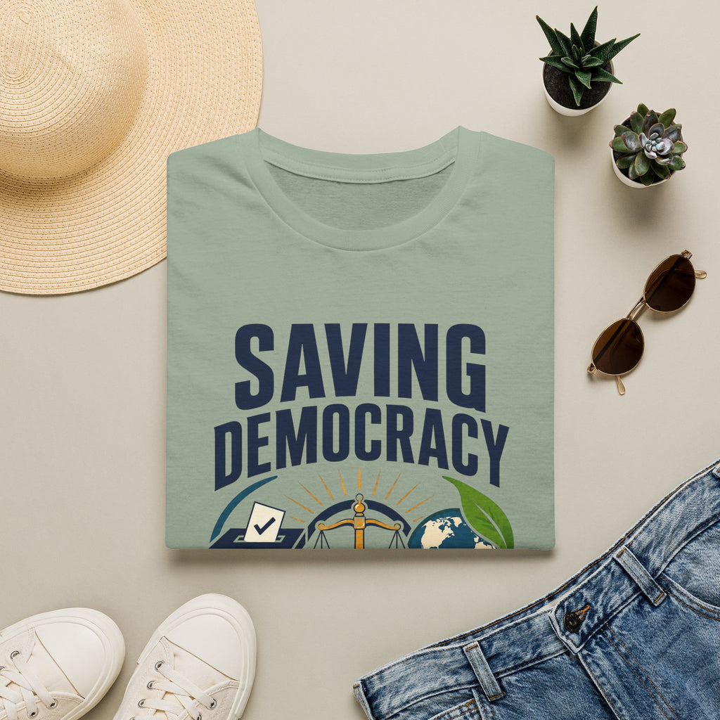 Saving Democracy T-Shirt — Equality & Sustainability Graphic Tee