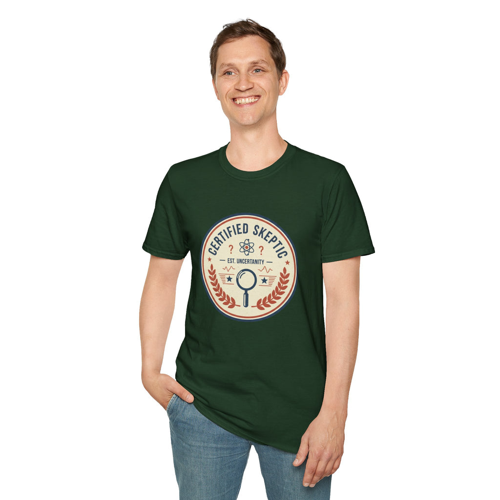 Certified Skeptic T-Shirt — 'Est. Uncertainty' Retro Science Tee