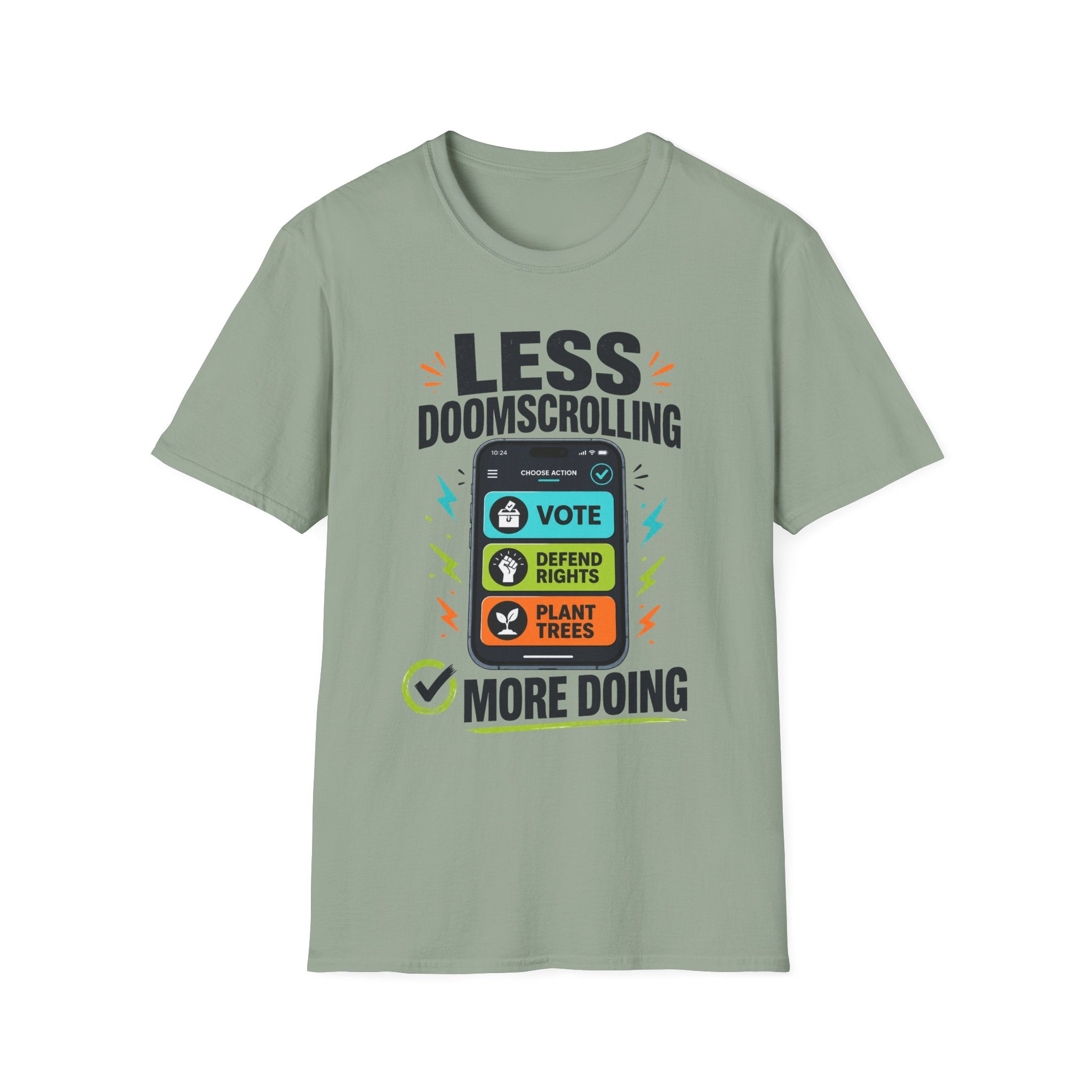 "Less Doomscrolling, More Doing" Motivational Graphic Tee