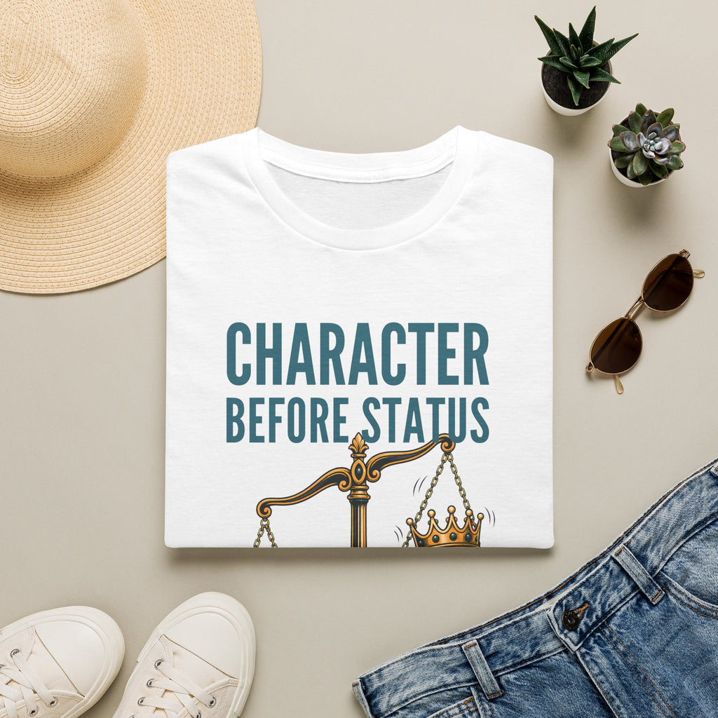 Character Before Status T-Shirt — Scales & Crown Inspirational Graphic Tee