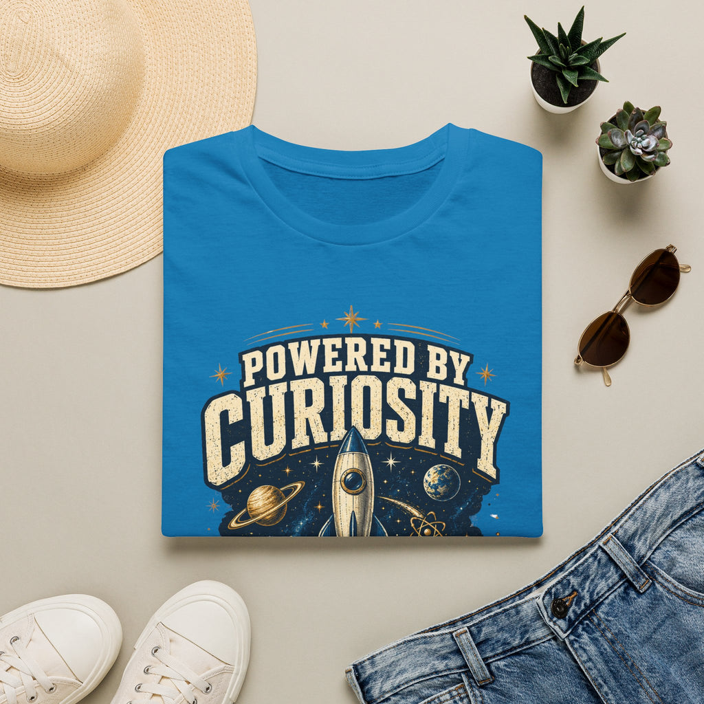Powered by Curiosity T-Shirt — Rocket Book Space Graphic Tee